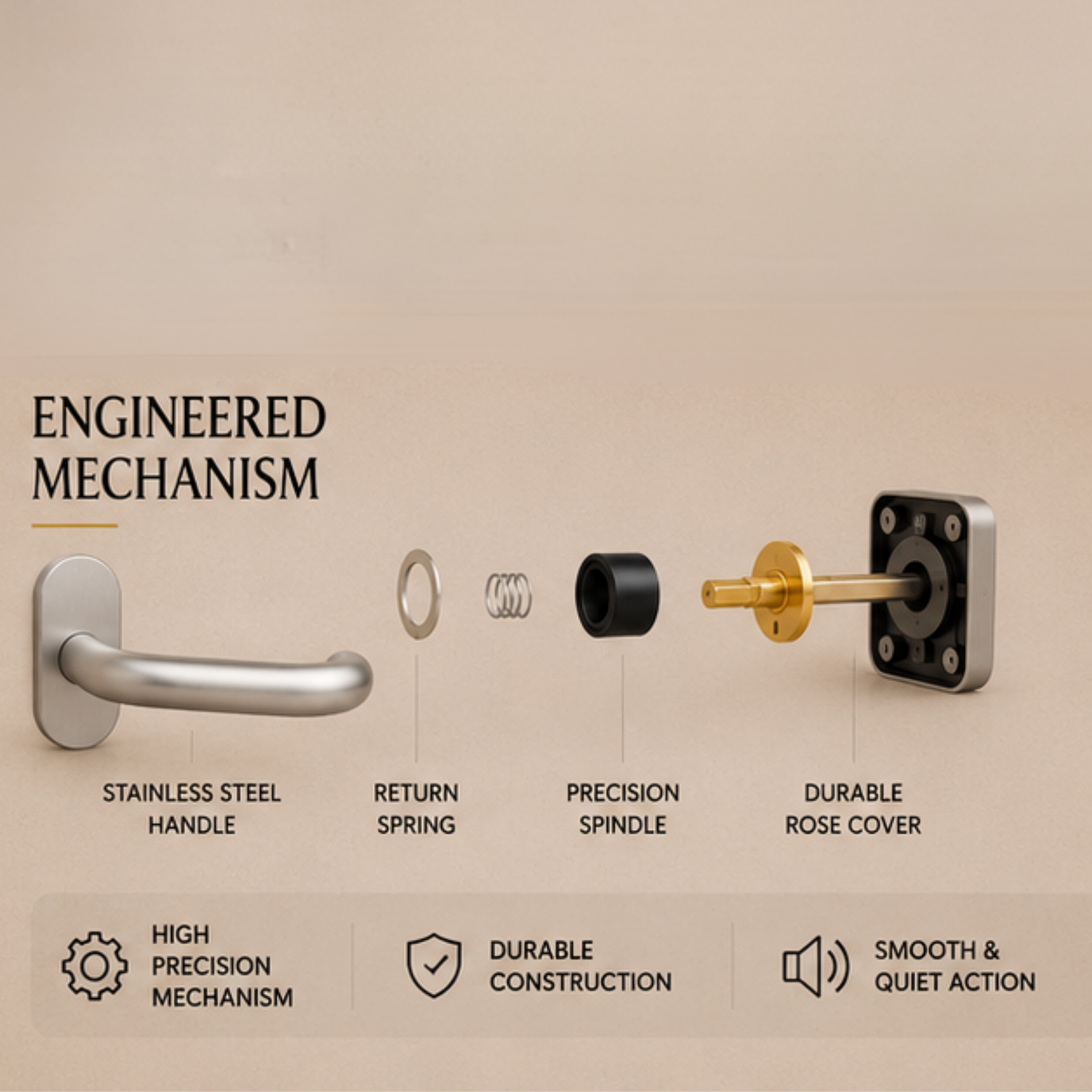 SRH.OV.10 premium stainless steel door handle with a refined brushed finish. Designed for luxury homes, hotels, offices, and stylish modern interior spaces.