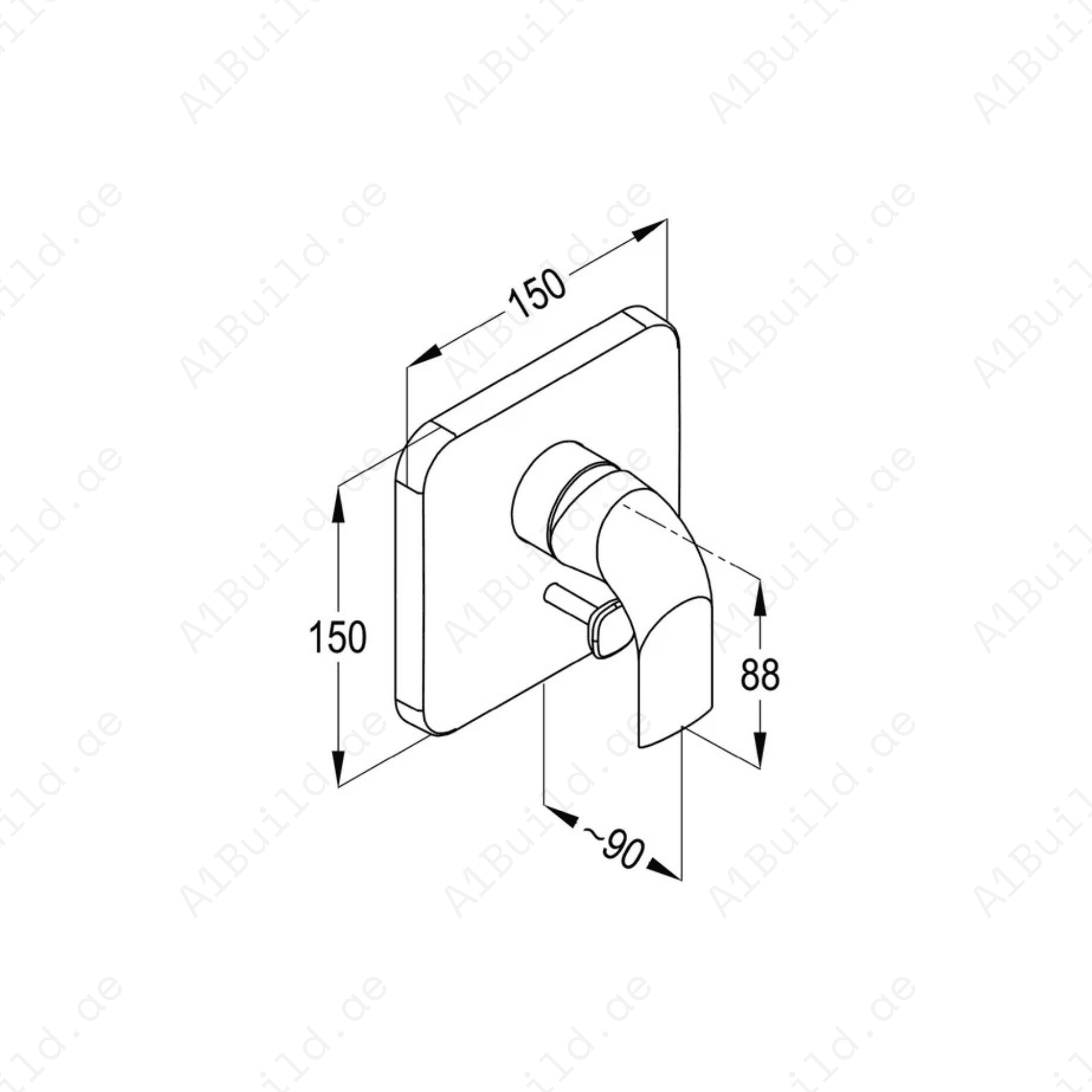 SWING Concealed Single Lever Bath and Shower Mixer Trim Set | Chrome