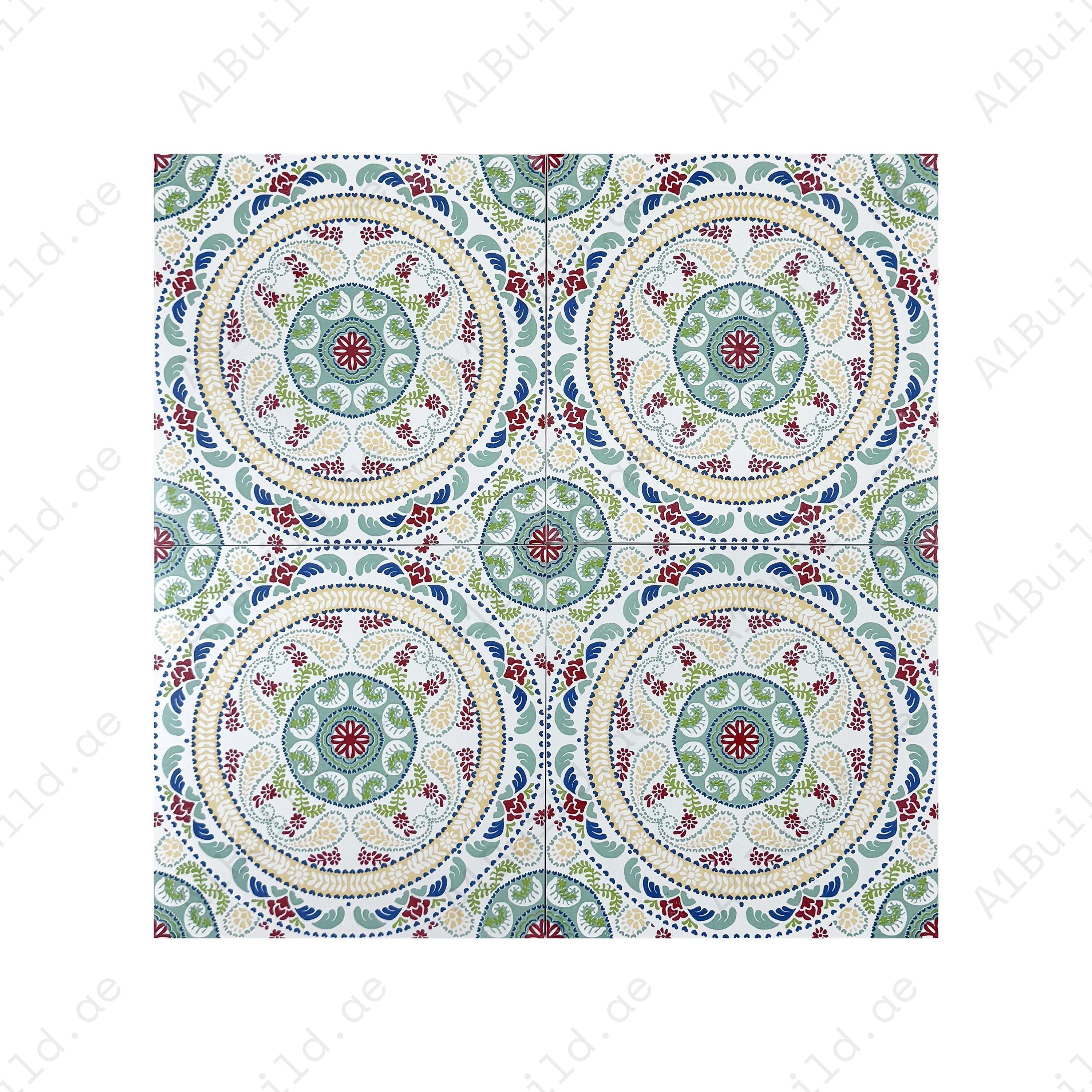 Sahara Splendor Moroccan Matte Ceramic Tile Pattern 305 – Premium ceramic tile with a matte finish, perfect for elegant walls, floors, kitchens, and bathrooms.