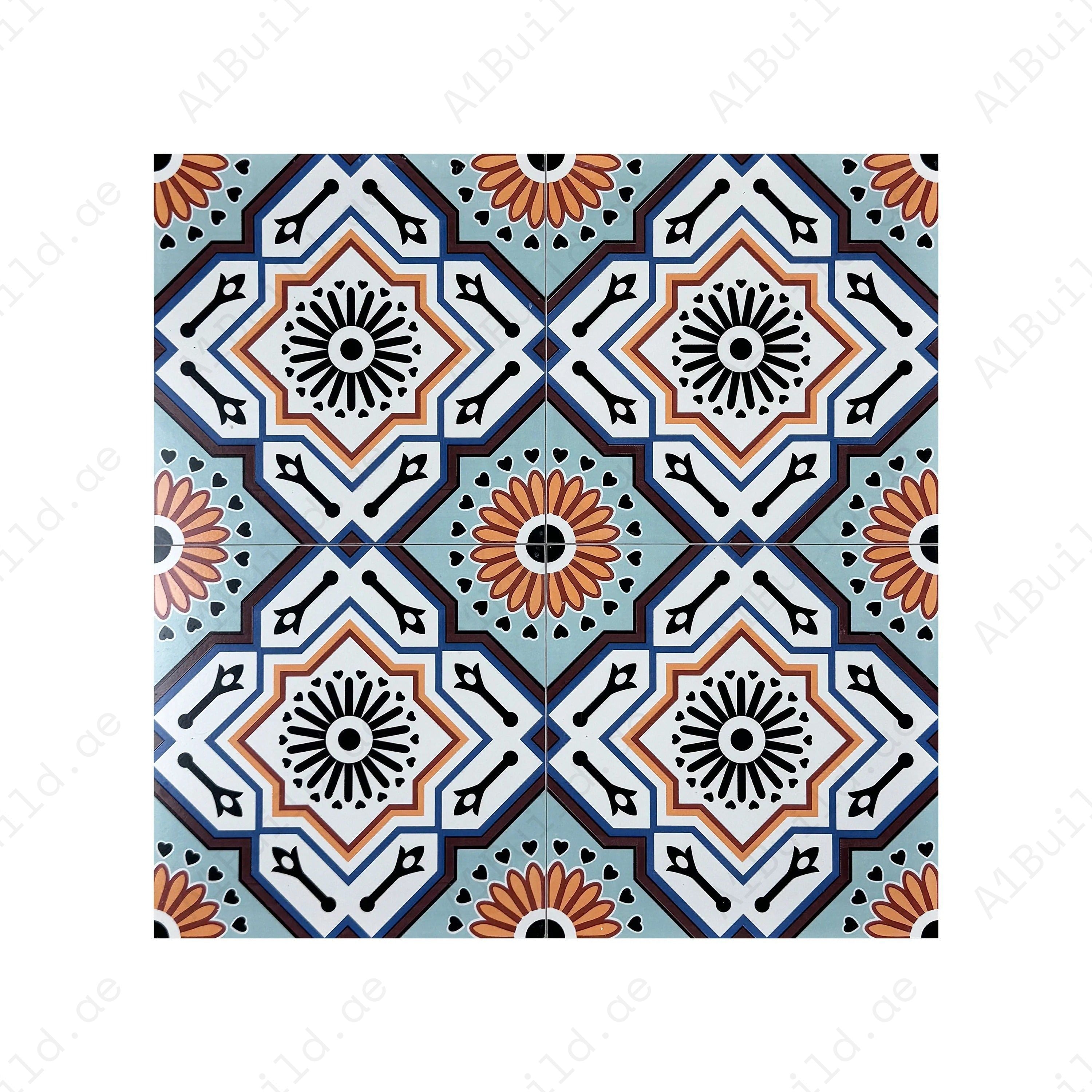 Sahara Splendor Moroccan Matte Ceramic Tile Pattern 310 – Premium ceramic tile with a matte finish, perfect for elegant walls, floors, kitchens, and bathrooms.
