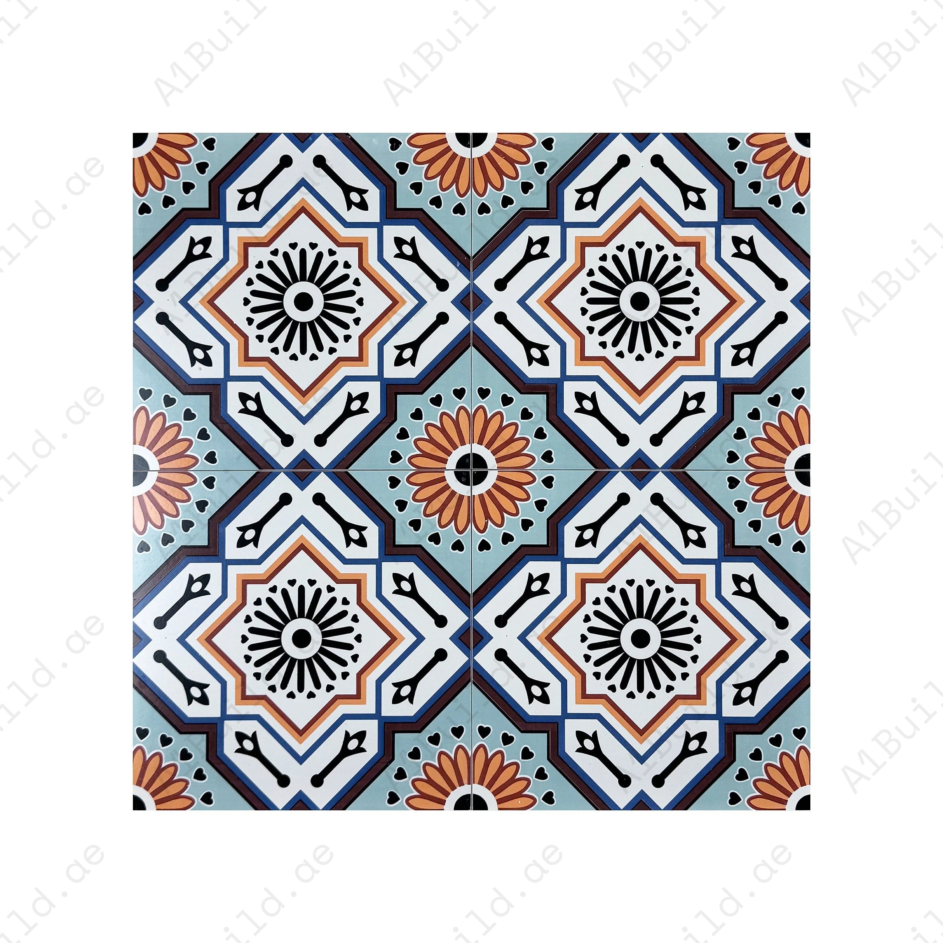 Sahara Splendor Moroccan Matte Ceramic Tile Pattern 310 – Premium ceramic tile with a matte finish, perfect for elegant walls, floors, kitchens, and bathrooms.