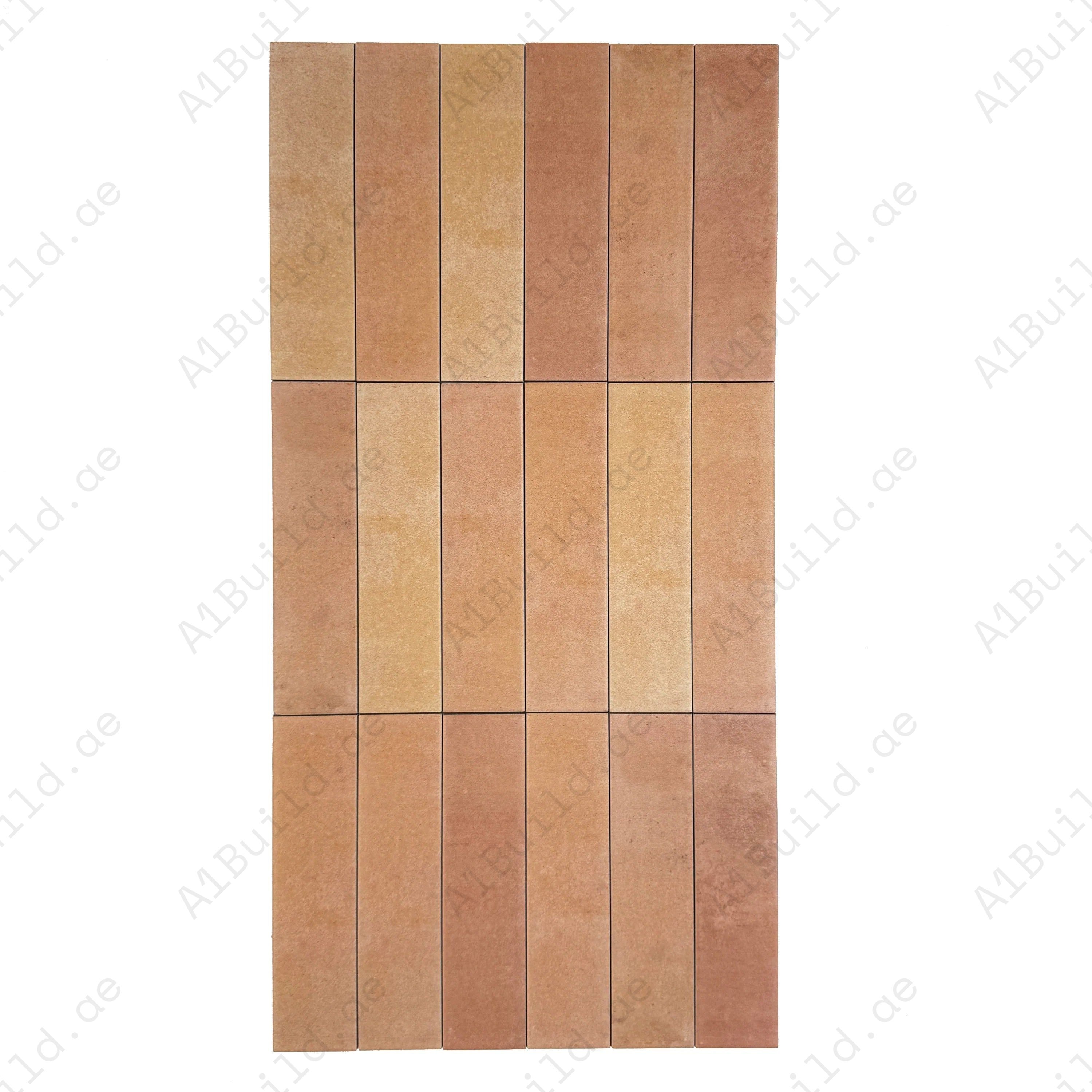 Sandy Brown & Peachpuff Matte Porcelain Tile – Durable long-strip tile with a refined matte finish, perfect for walls, floors, kitchens, and modern interiors.