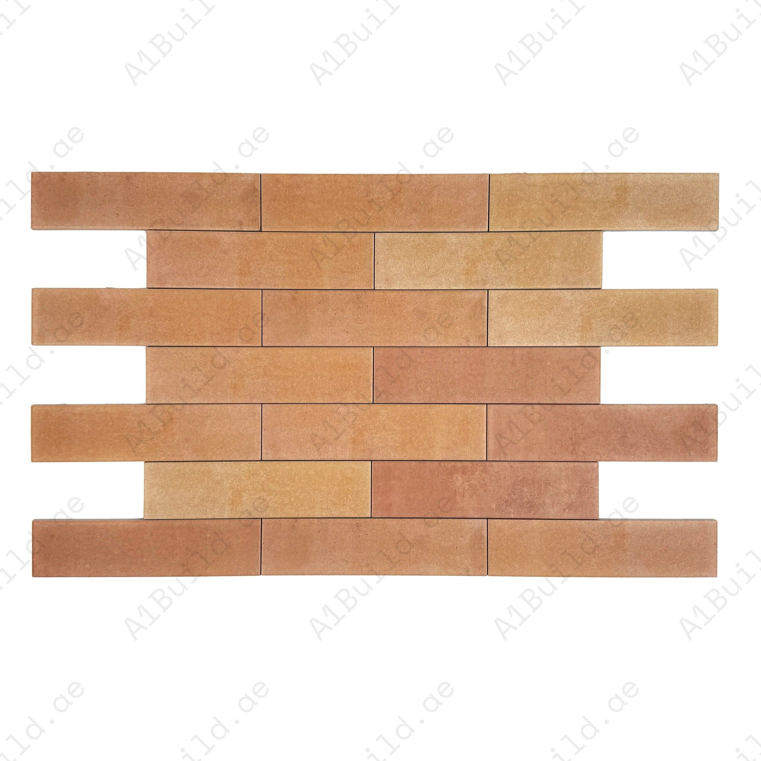 Sandy Brown & Peachpuff Matte Porcelain Tile – Durable long-strip tile with a refined matte finish, perfect for walls, floors, kitchens, and modern interiors.