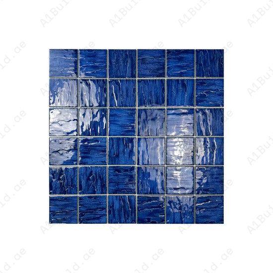 Serene Wave Navy Blue 3D crystalline glazed porcelain mosaic tile. Durable, UV-resistant & slip-proof—perfect for luxury pools, spas & water features.