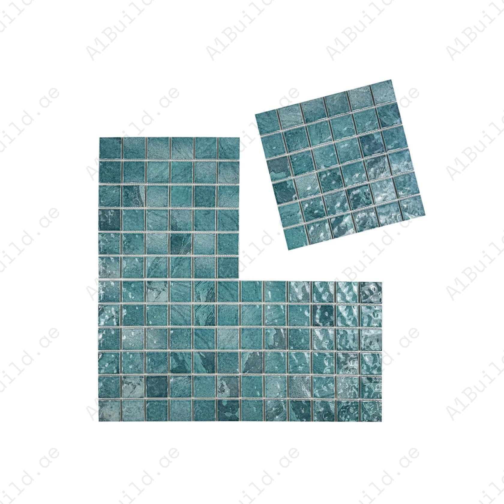 Serene Wave Tiffany & Light Blue marble design porcelain mosaic. Slip-resistant, UV-stable & eco-friendly—perfect for luxury pools, spas & feature walls.