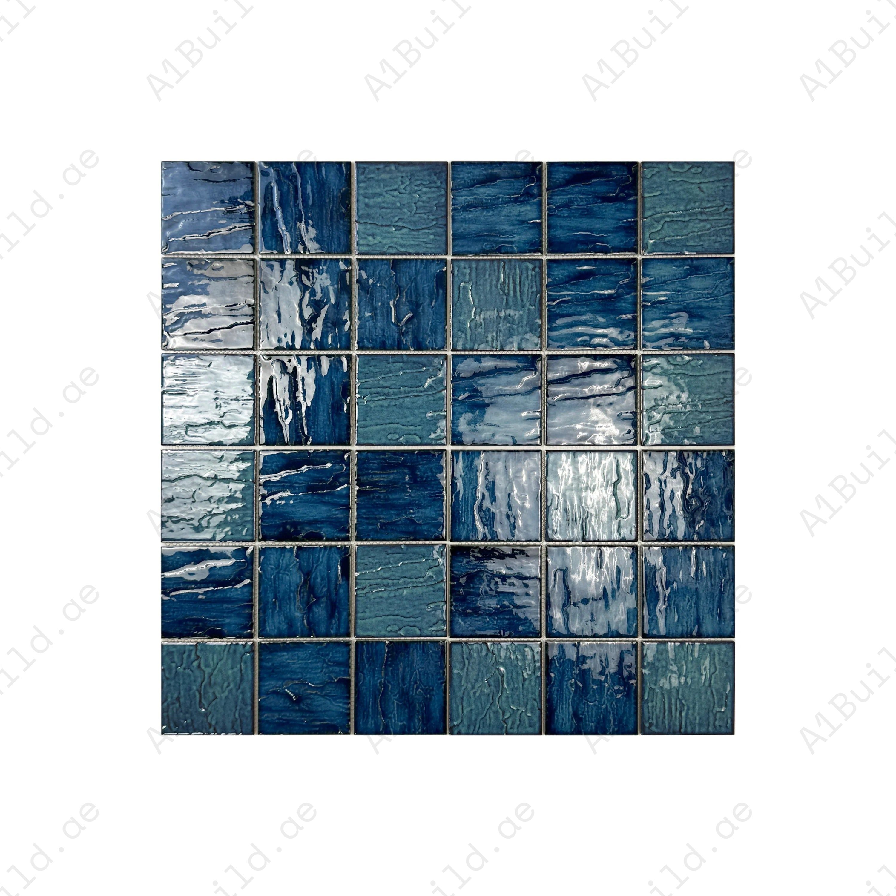 Serene Wave emerald & moss green 3D crystalline porcelain mosaic. UV-resistant, slip-proof & eco-friendly—ideal for pools, spas & luxury aquatic spaces.