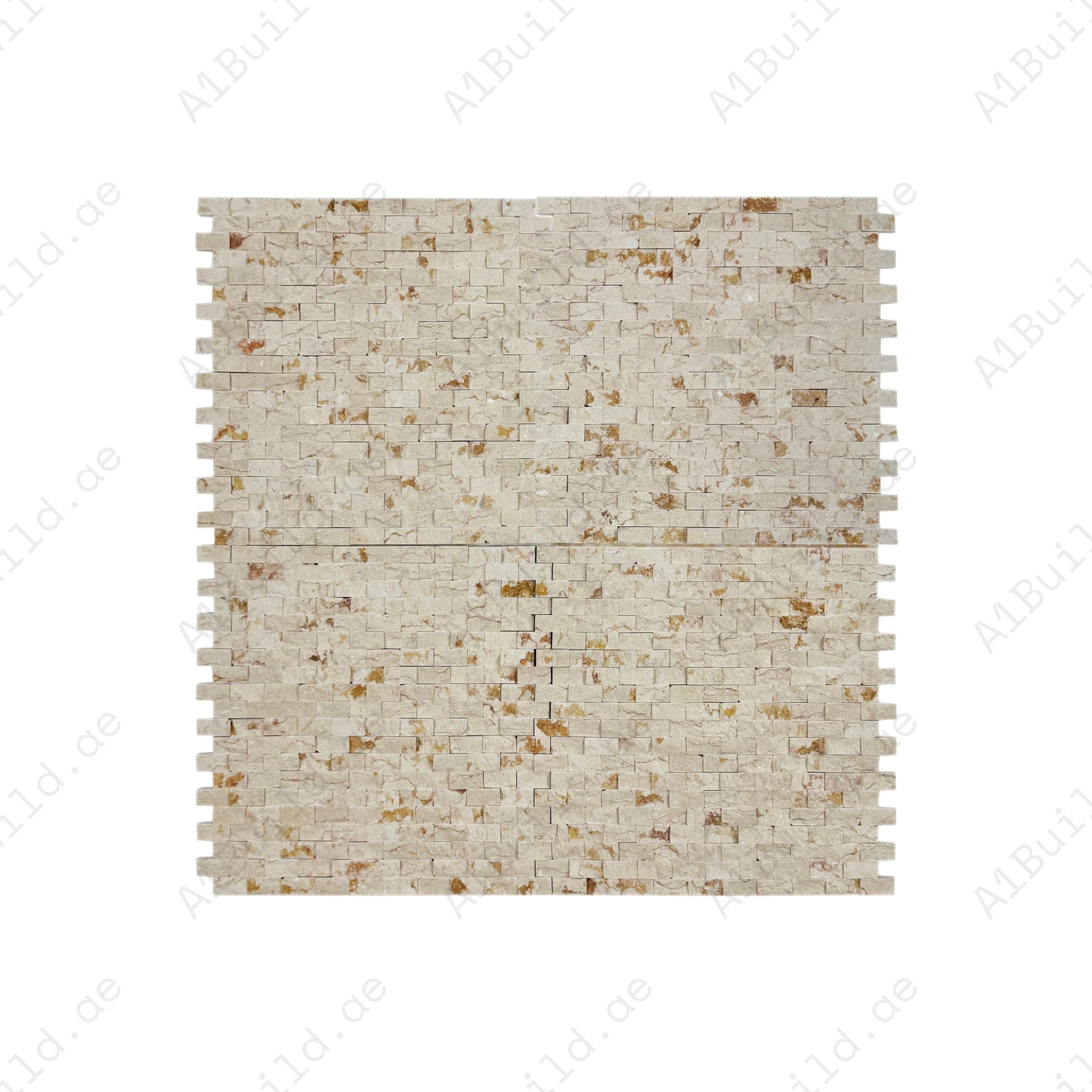 Shop Beverly Luxe Series Sunny Beige Split Surface Marble Mosaic. Premium marble design, 15x30 mm, elegant beige tone, ideal for walls, bathrooms, and kitchens.