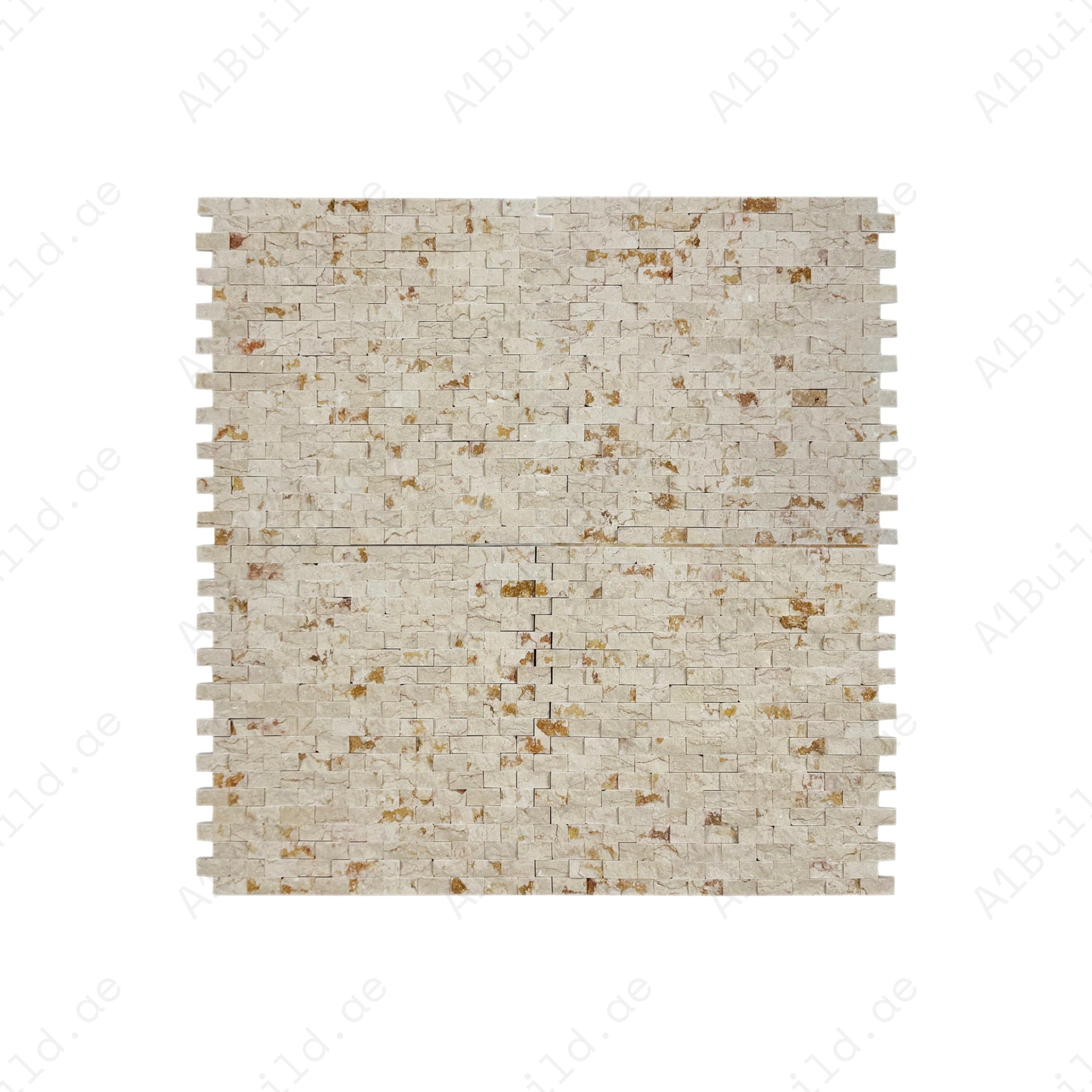 Shop Beverly Luxe Series Sunny Beige Split Surface Marble Mosaic. Premium marble design, 15x30 mm, elegant beige tone, ideal for walls, bathrooms, and kitchens.