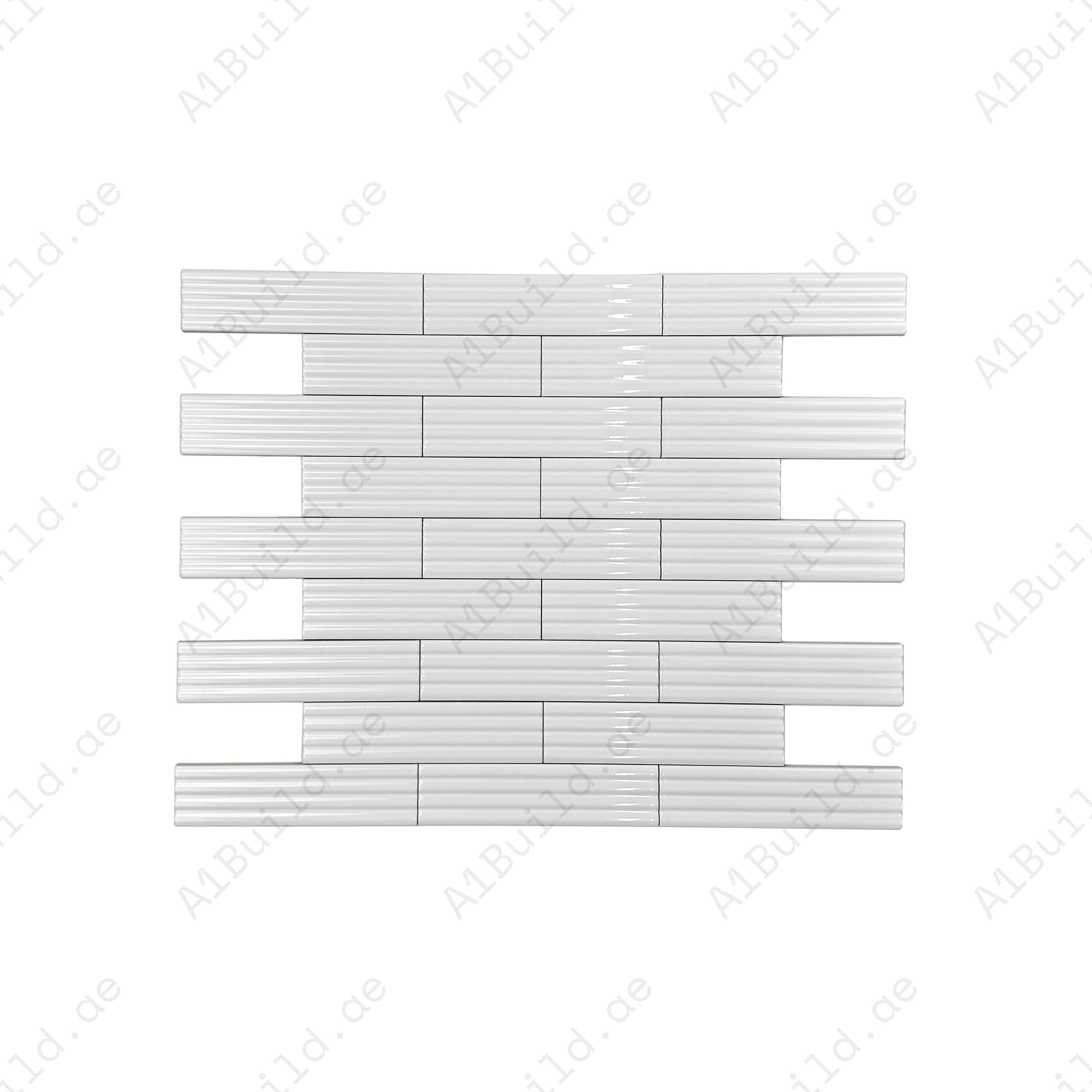 Shop Bright White Glossy Ceramic Artisanal Tile. Durable, waterproof, stain-resistant, perfect for kitchens, bathrooms, walls, floors, and swimming pools.