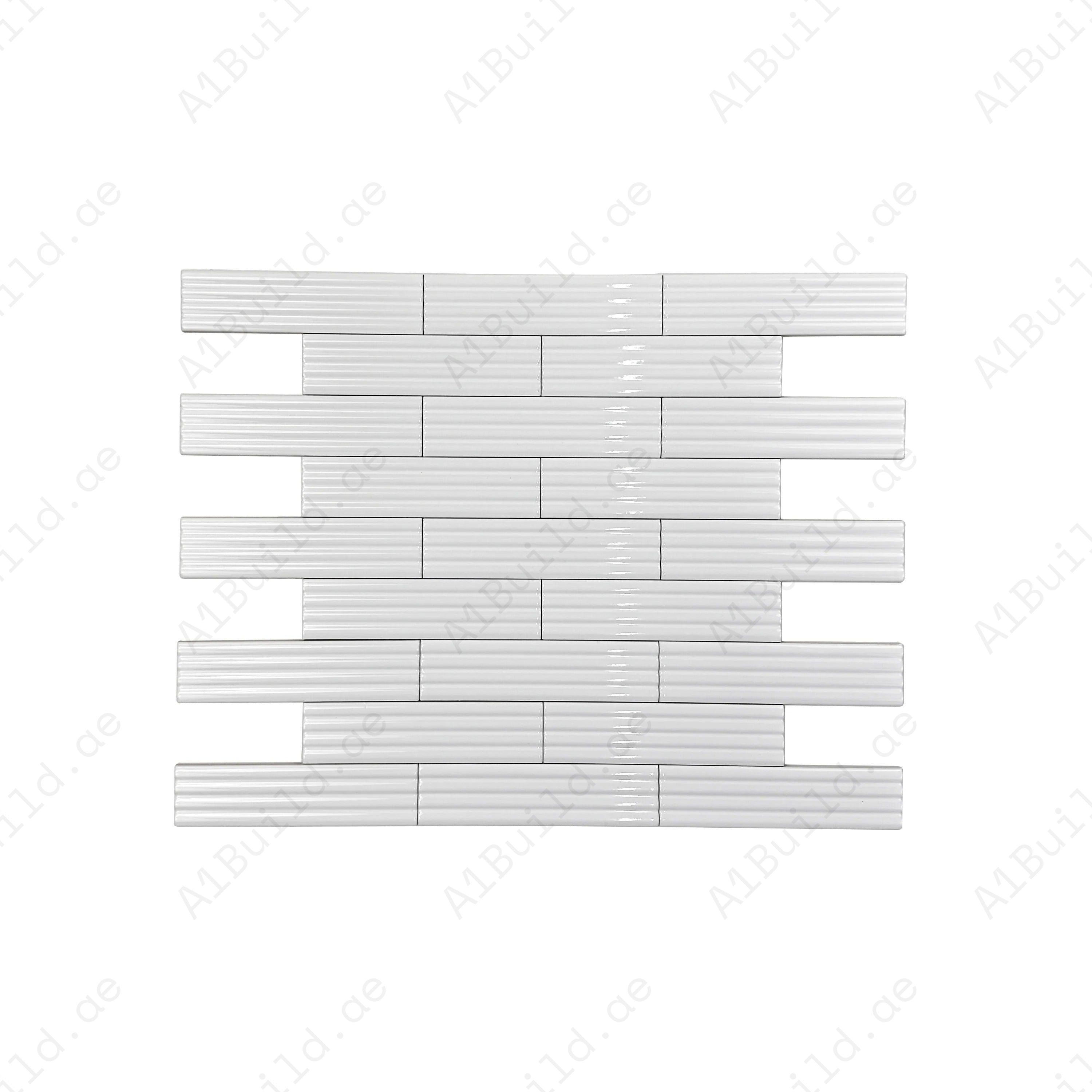 Shop Bright White Glossy Ceramic Artisanal Tile. Durable, waterproof, stain-resistant, perfect for kitchens, bathrooms, walls, floors, and swimming pools.