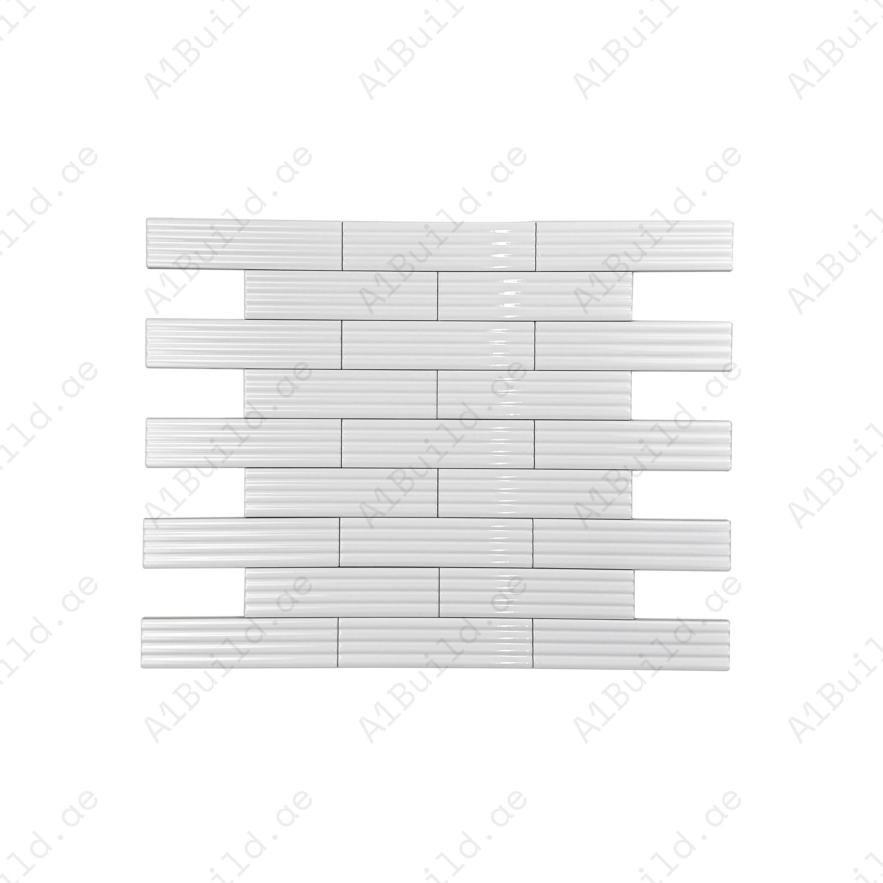 Shop Bright White Glossy Ceramic Artisanal Tile. Durable, waterproof, stain-resistant, perfect for kitchens, bathrooms, walls, floors, and swimming pools.