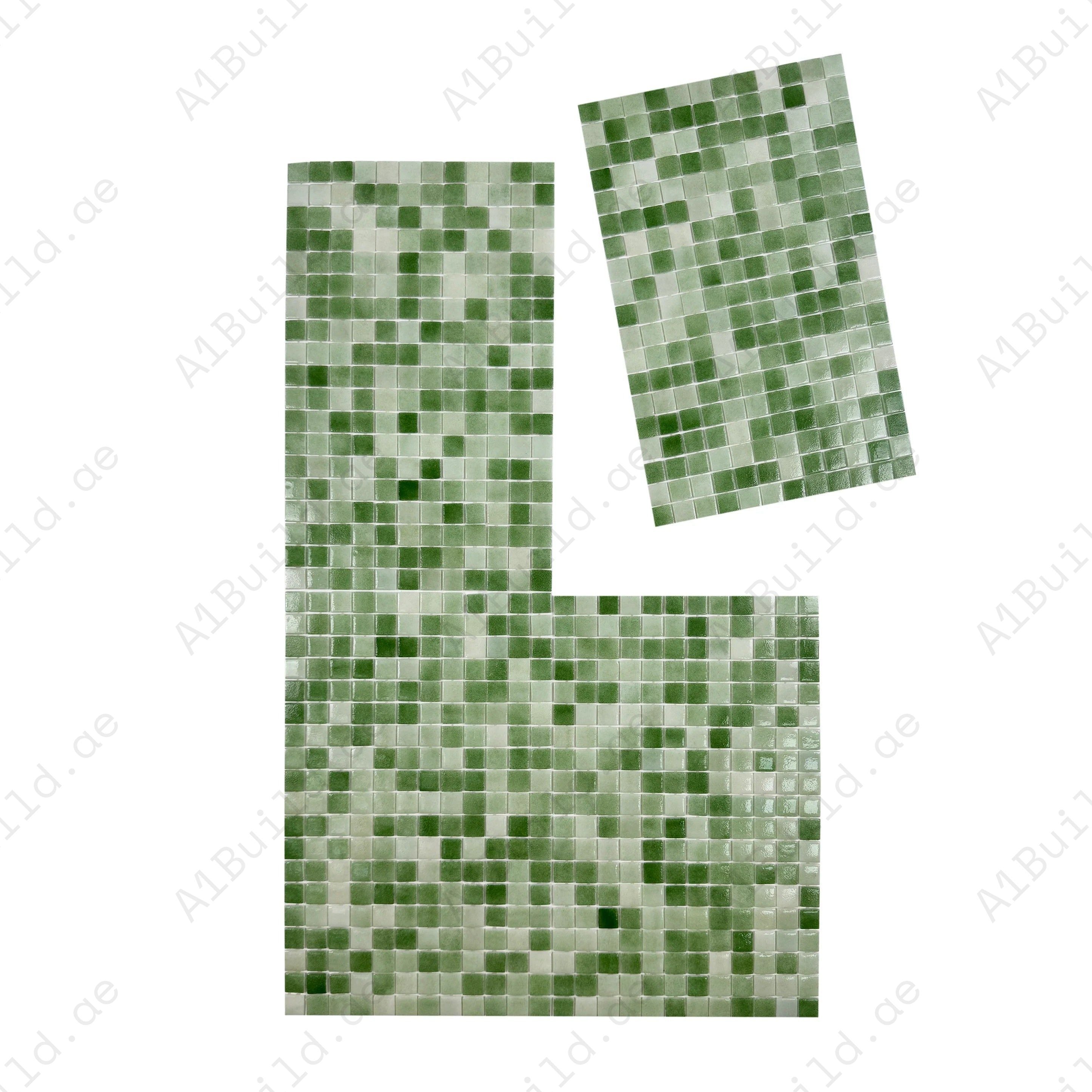 Shop Olive Green Recycled Glass Mosaic Tiles – eco-friendly, slip & UV resistant, durable and perfect for swimming pools, spas, fountains & water walls.