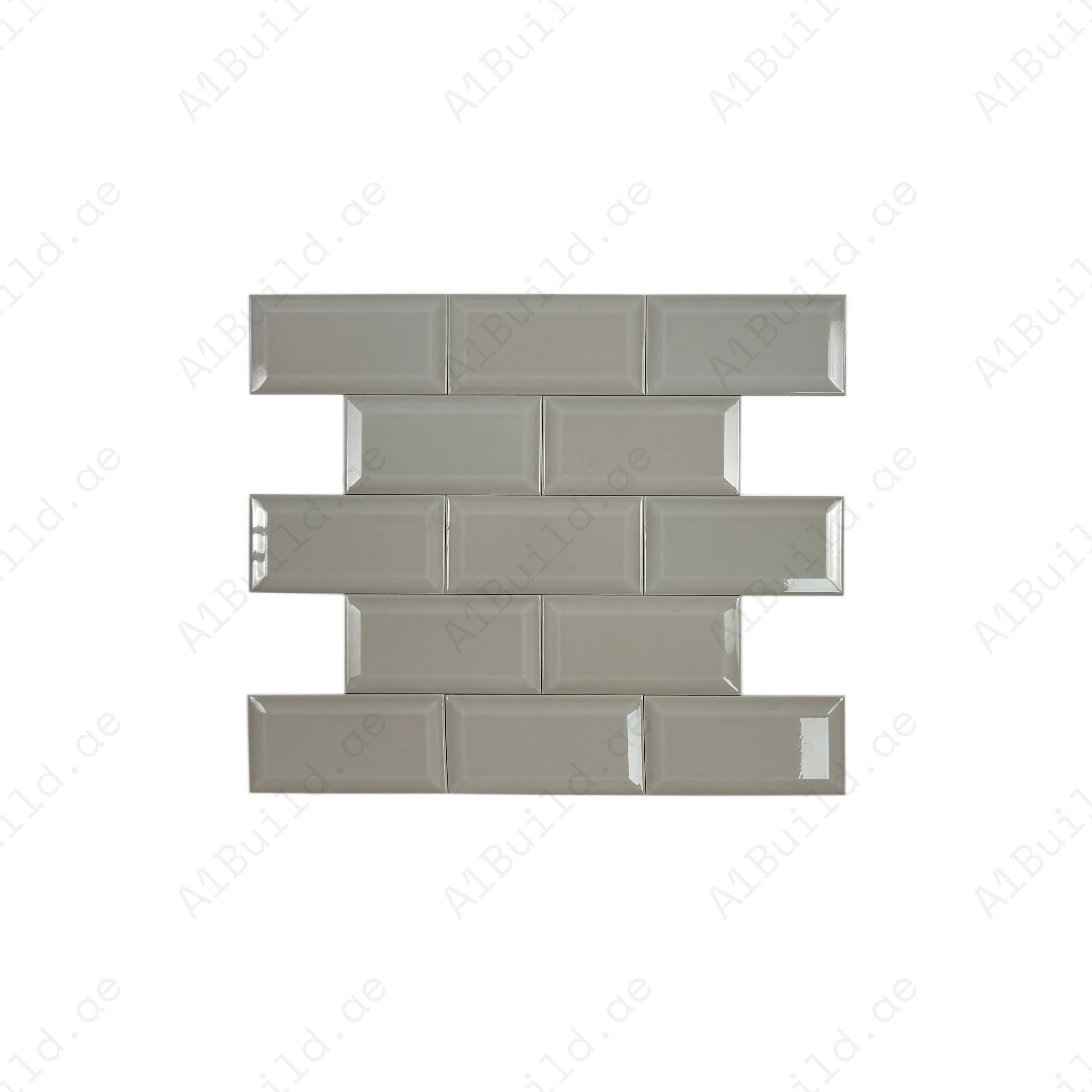 Shop Urban Luxe Light Grey Glossy Beveled Ceramic Tile. Durable, stylish, and easy to clean – perfect for kitchens, bathrooms, accent walls, and modern interiors.