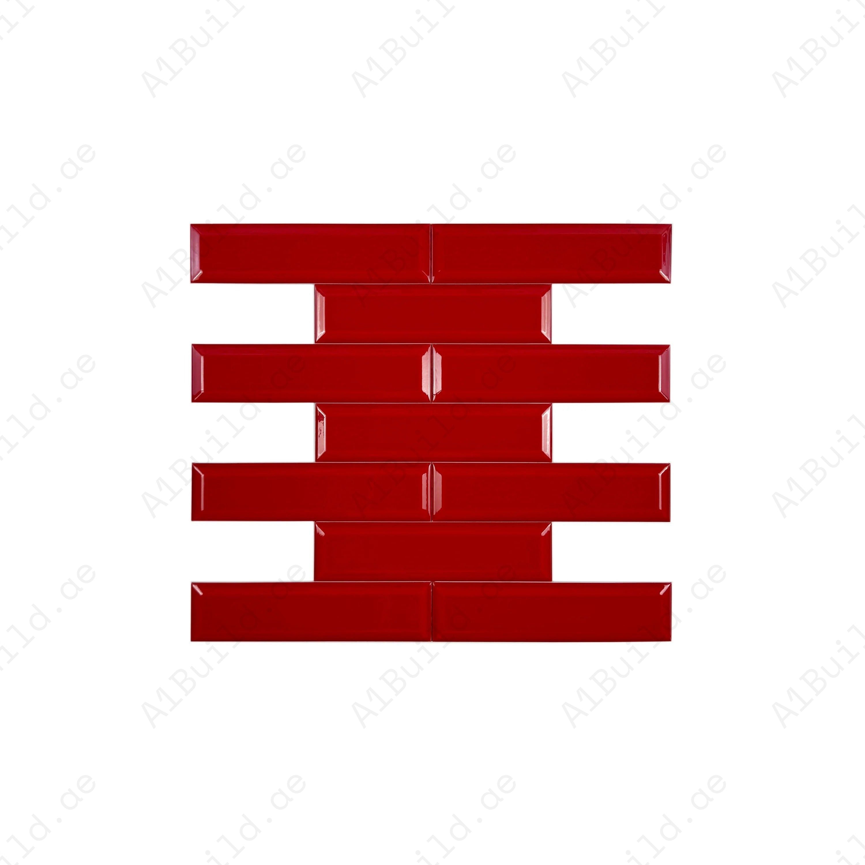 Shop Urban Luxe Red Glossy Beveled Ceramic Tile. Durable, stylish, and easy to clean – perfect for kitchens, bathrooms, accent walls, and contemporary interiors.