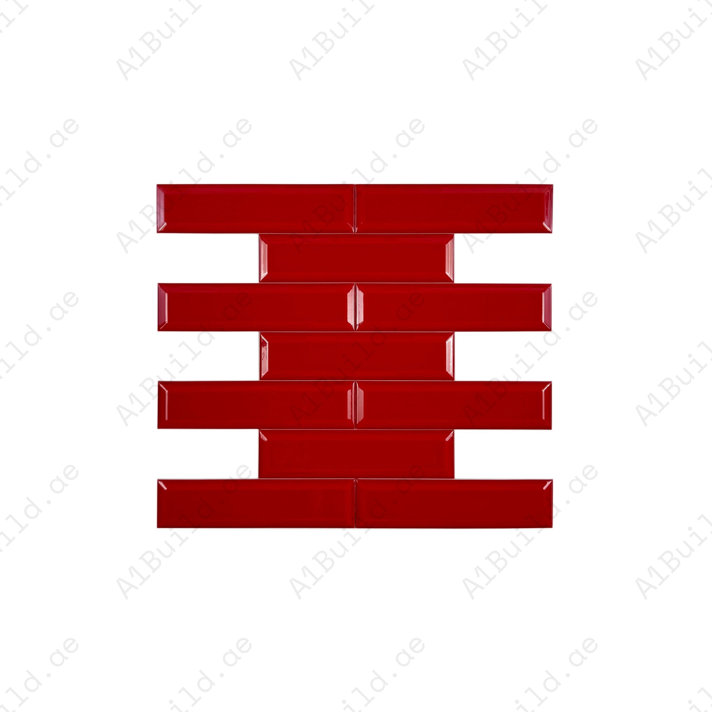 Shop Urban Luxe Red Glossy Beveled Ceramic Tile. Durable, stylish, and easy to clean – perfect for kitchens, bathrooms, accent walls, and contemporary interiors.