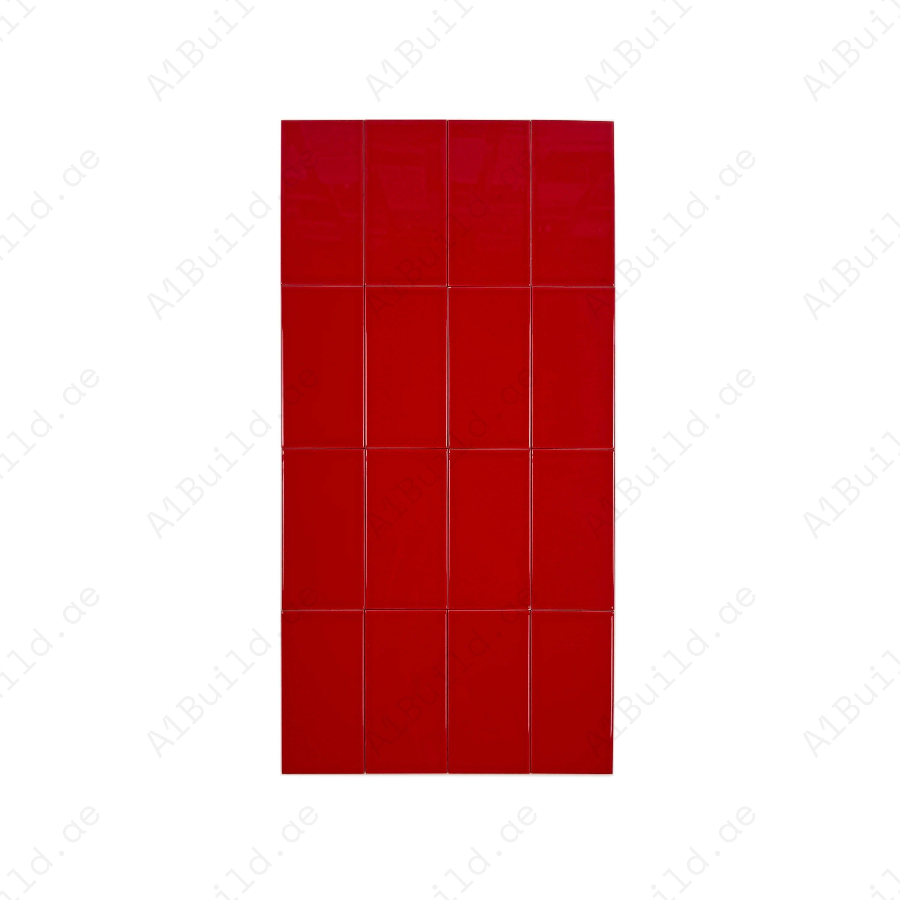 Shop Urban Luxe Red Glossy Flat Ceramic Tile. Durable, stylish, and easy to clean – ideal for kitchens, bathrooms, accent walls, and modern interiors.