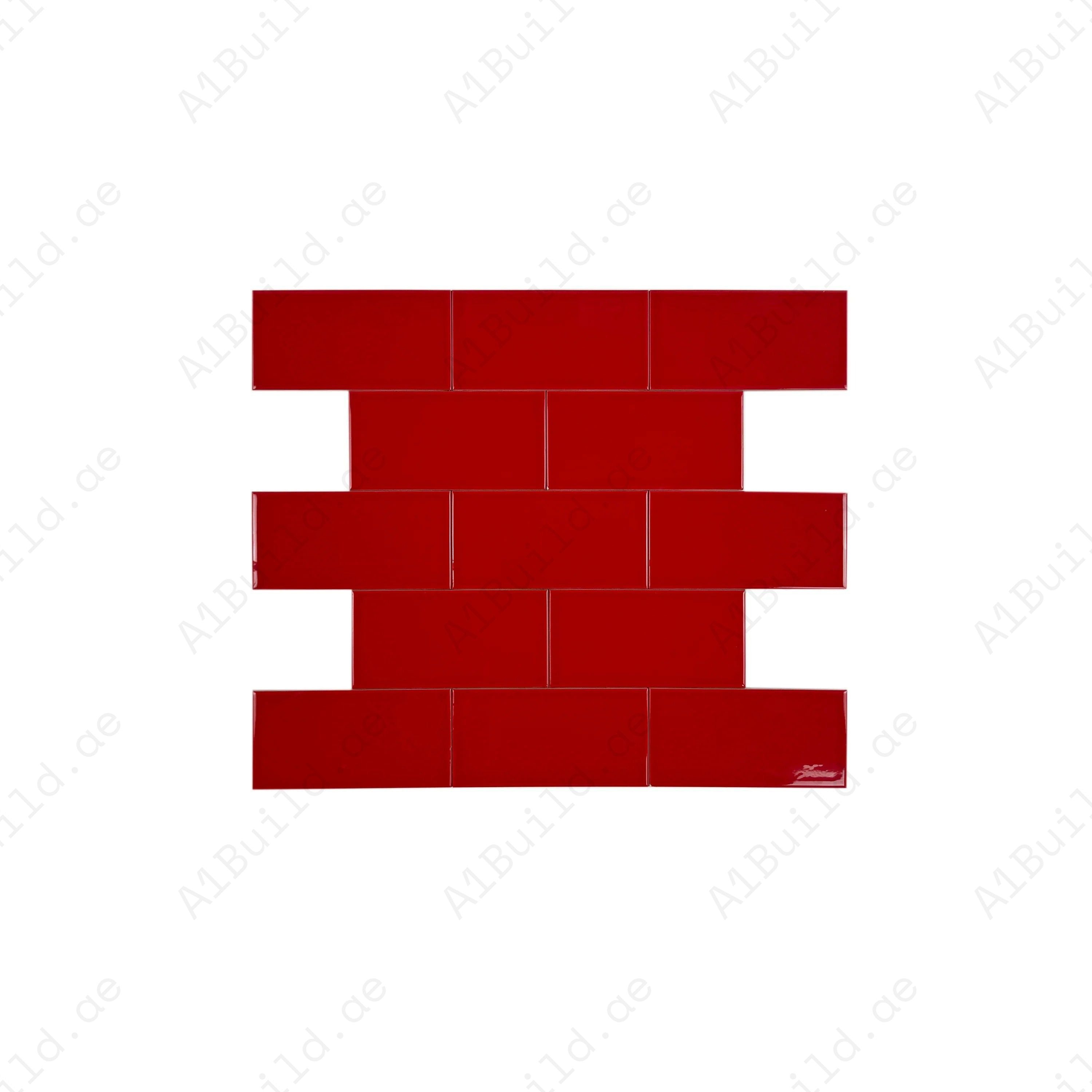 Shop Urban Luxe Red Glossy Flat Ceramic Tile. Durable, stylish, and easy to clean – ideal for kitchens, bathrooms, accent walls, and modern interiors.