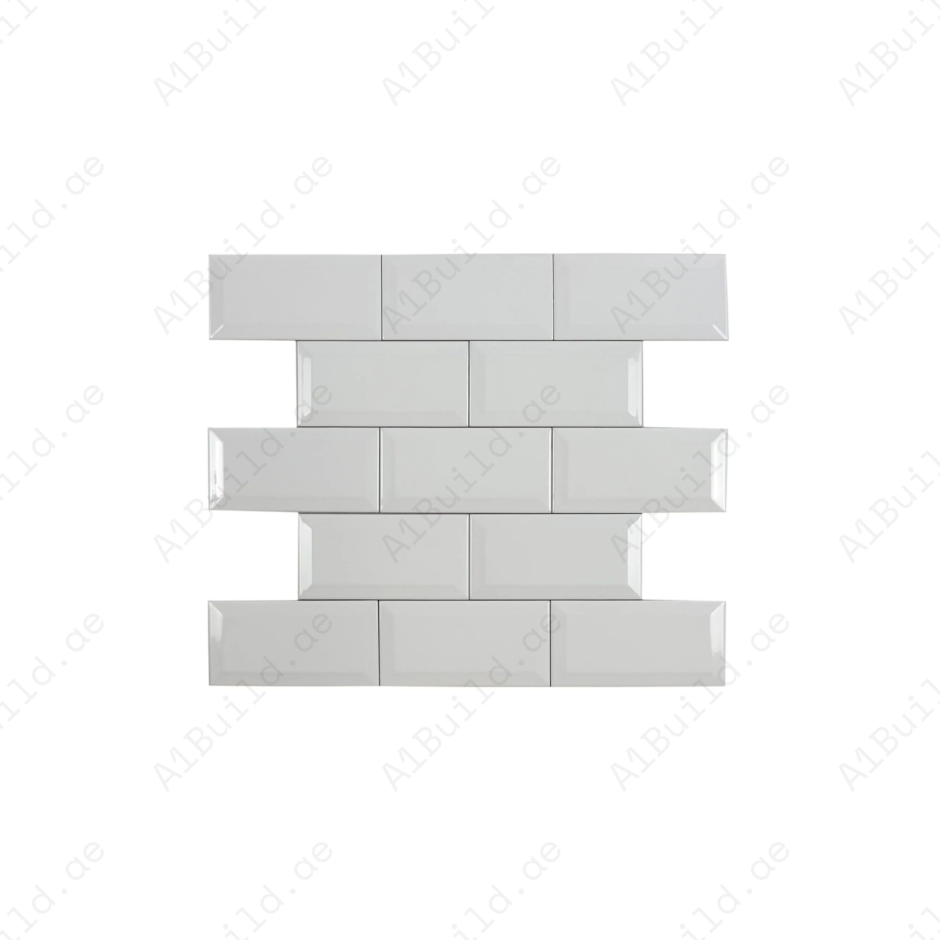 Shop Urban Luxe White Glossy Beveled Ceramic Tile. Durable, stylish, and easy to clean – perfect for kitchens, bathrooms, accent walls, and modern interiors.