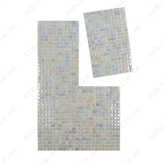 Shop White Iridescent Recycled Glass Mosaic Tiles – eco-friendly, durable, UV & slip-resistant. Perfect for swimming pools, spas, water features & walls.