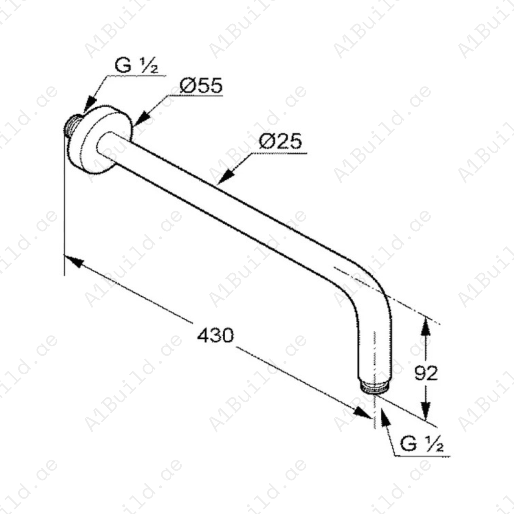 ShowerArm400mm_ChromeFinishwithDN15_SlidingCoverPlate_2