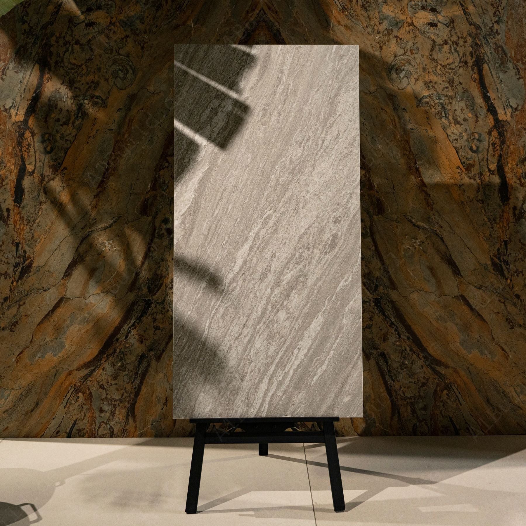 Siena Smoke matt stone effect porcelain tile 60x120cm with 9mm thickness features soft smoky grey tones and a refined natural matt finish.