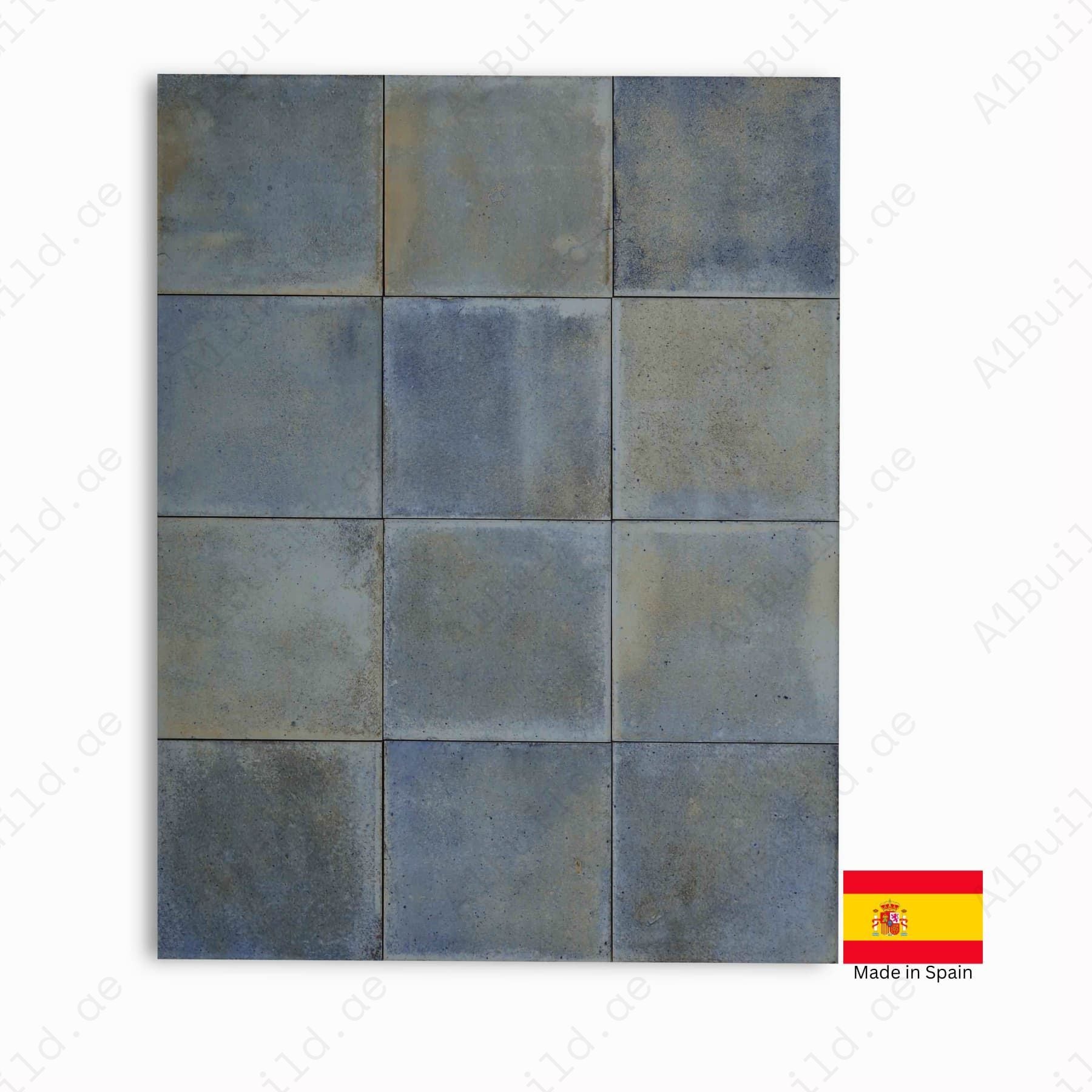 Sky Blue glossy 15x15cm Spanish porcelain tiles for indoor floors, walls, and outdoor walls. Durable, water-resistant, and elegant.