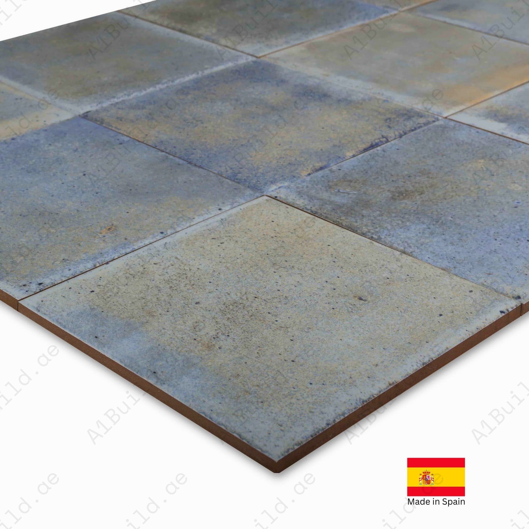 Sky Blue glossy 15x15cm Spanish porcelain tiles for indoor floors, walls, and outdoor walls. Durable, water-resistant, and elegant.