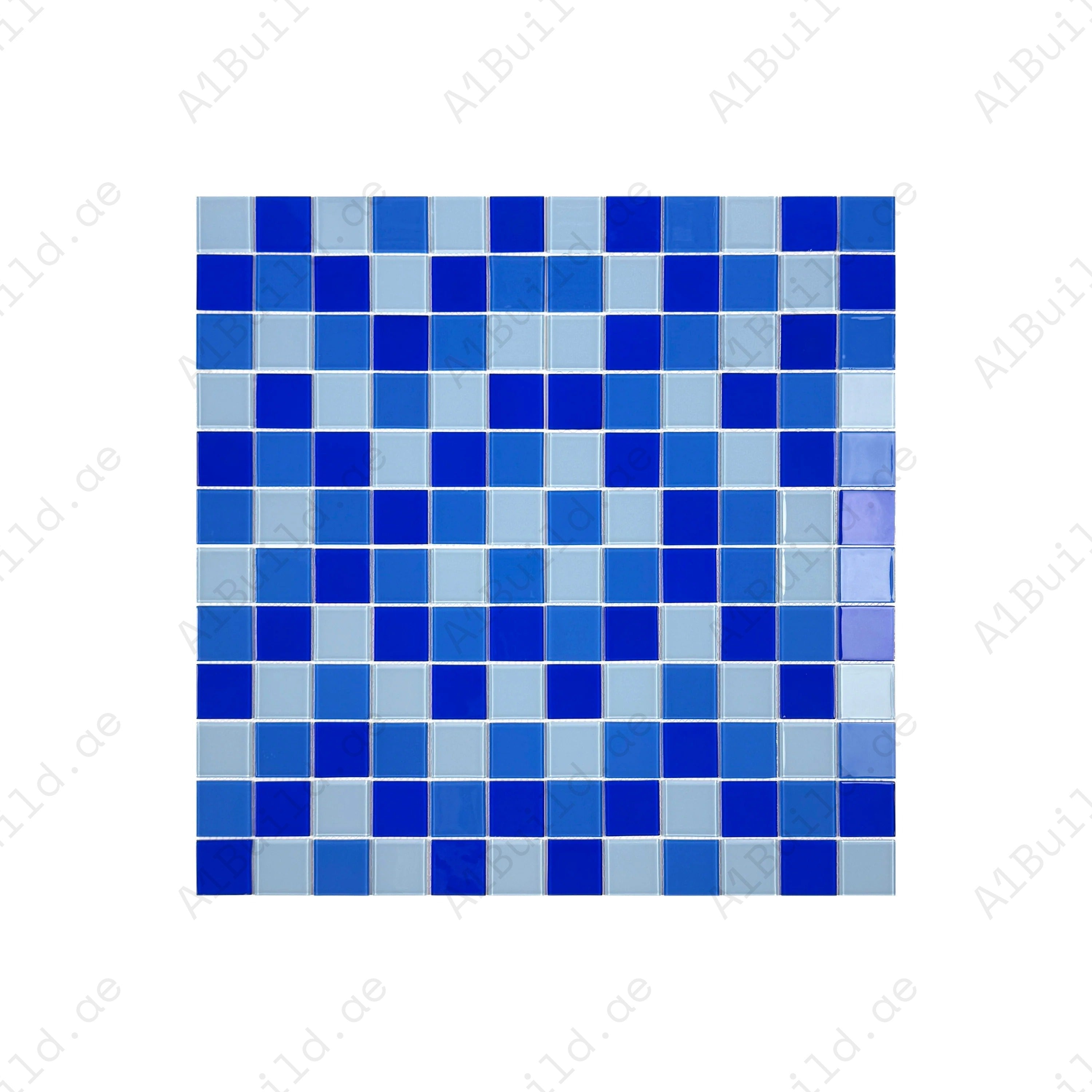 Sky, Klein & French Blue crystal glass mosaic tiles—UV-protected, slip-resistant & eco-friendly. Ideal for pools, spas, bathrooms & modern water features.