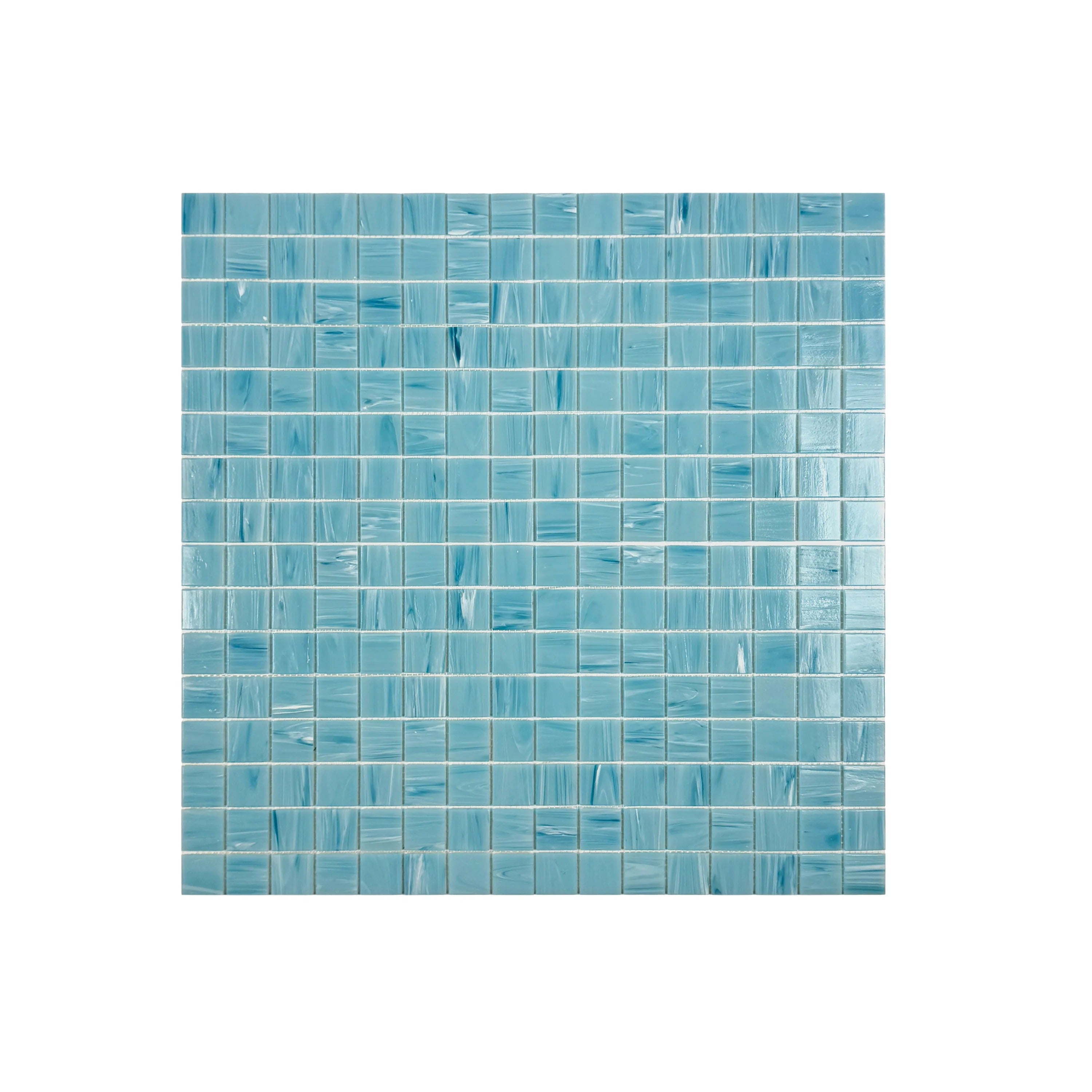 Sky blue hot melt glass mosaic tiles for pools, spas & water features. UV-resistant, slip-resistant & eco-friendly—perfect for luxury aquatic spaces in Dubai.