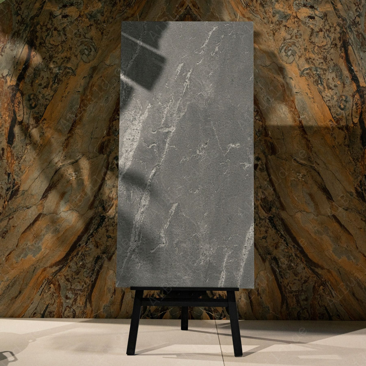 Slate Grey porcelain tile 60x120cm features a bold stone look with premium porcelain durability, ideal for modern floor and wall applications.