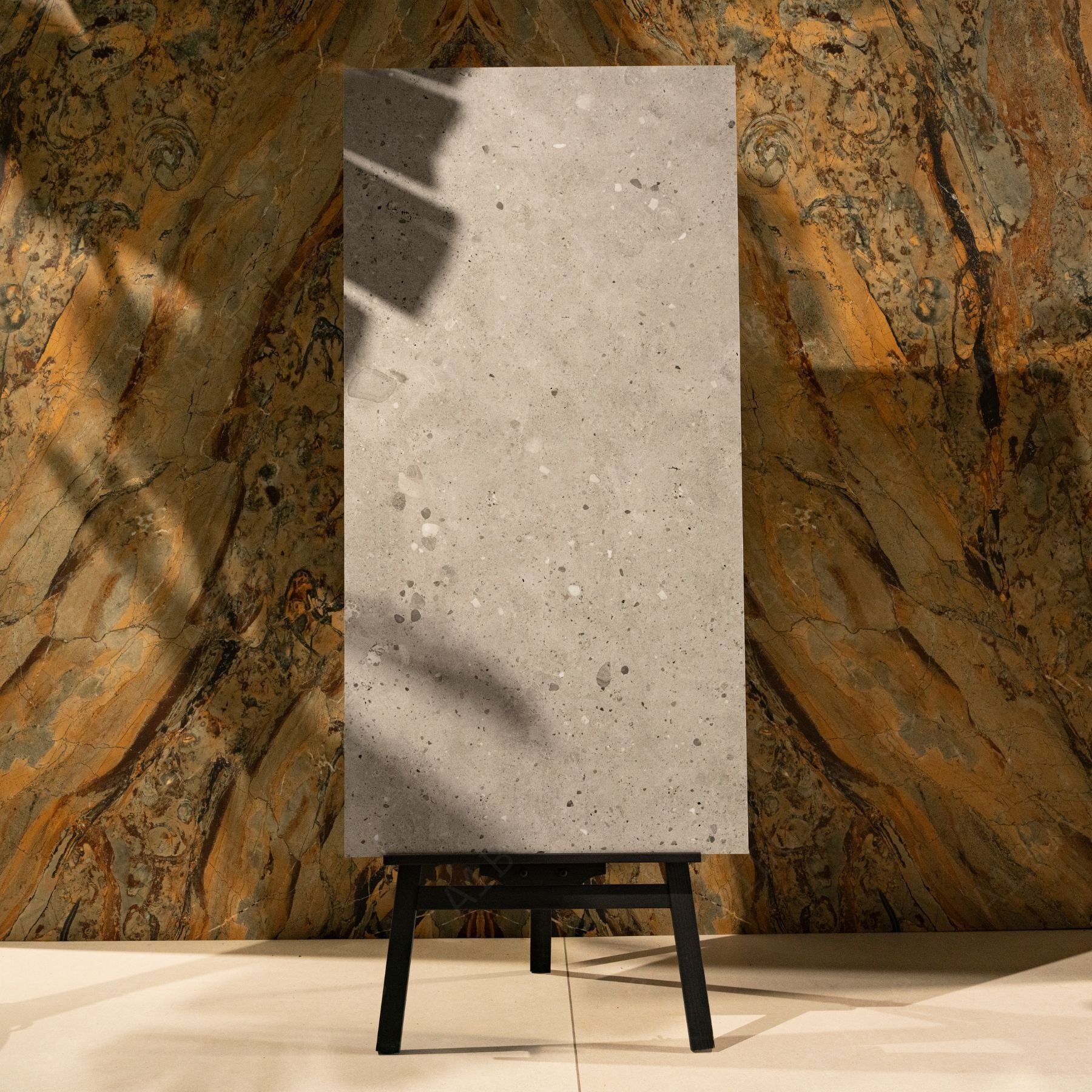 Sparkle Roman Sand porcelain tile with warm sand tones, subtle sparkle and 60x120cm large format for elegant interiors.