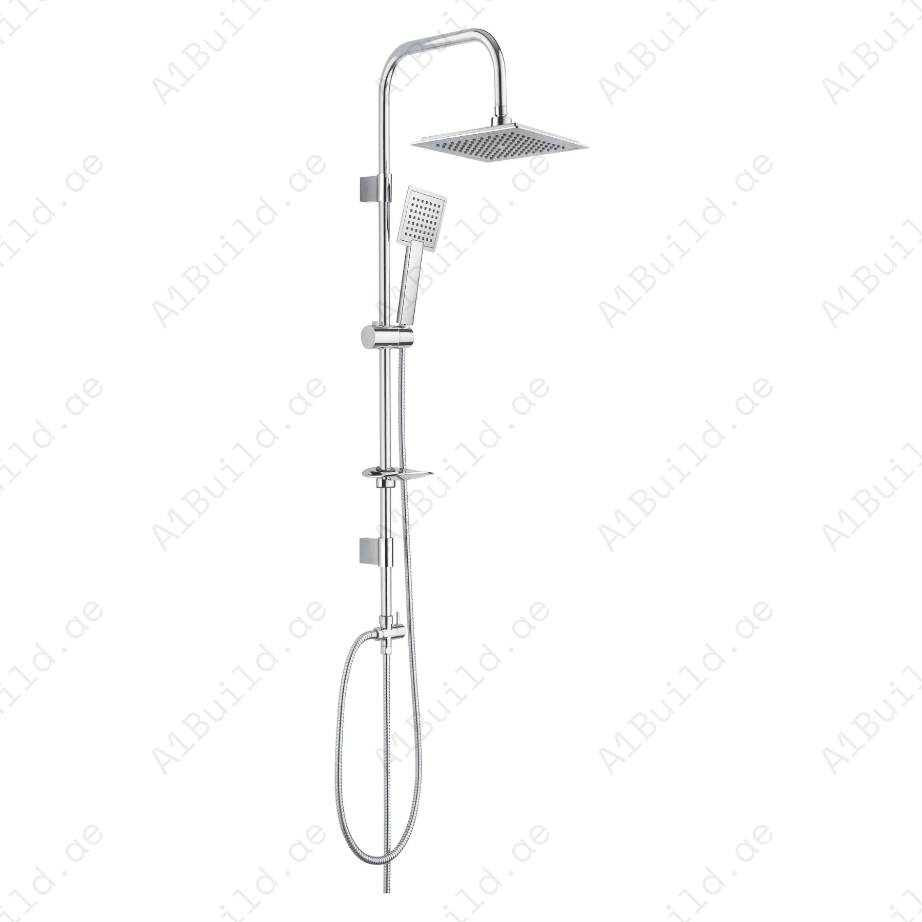 SquareShowerKitwithAdjustableRailandRainShowerHeadforLuxury