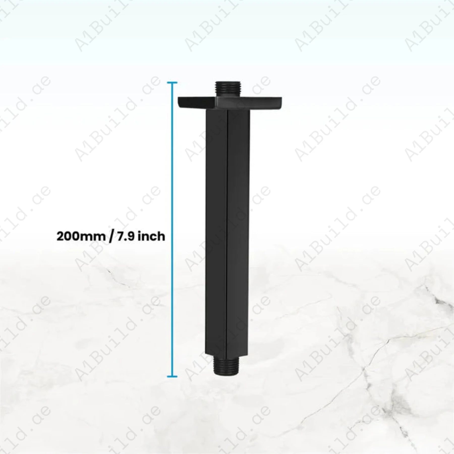 Square Ceiling Shower Arm 150mm in Premium Matte Black – Modern Bathroom Upgrade