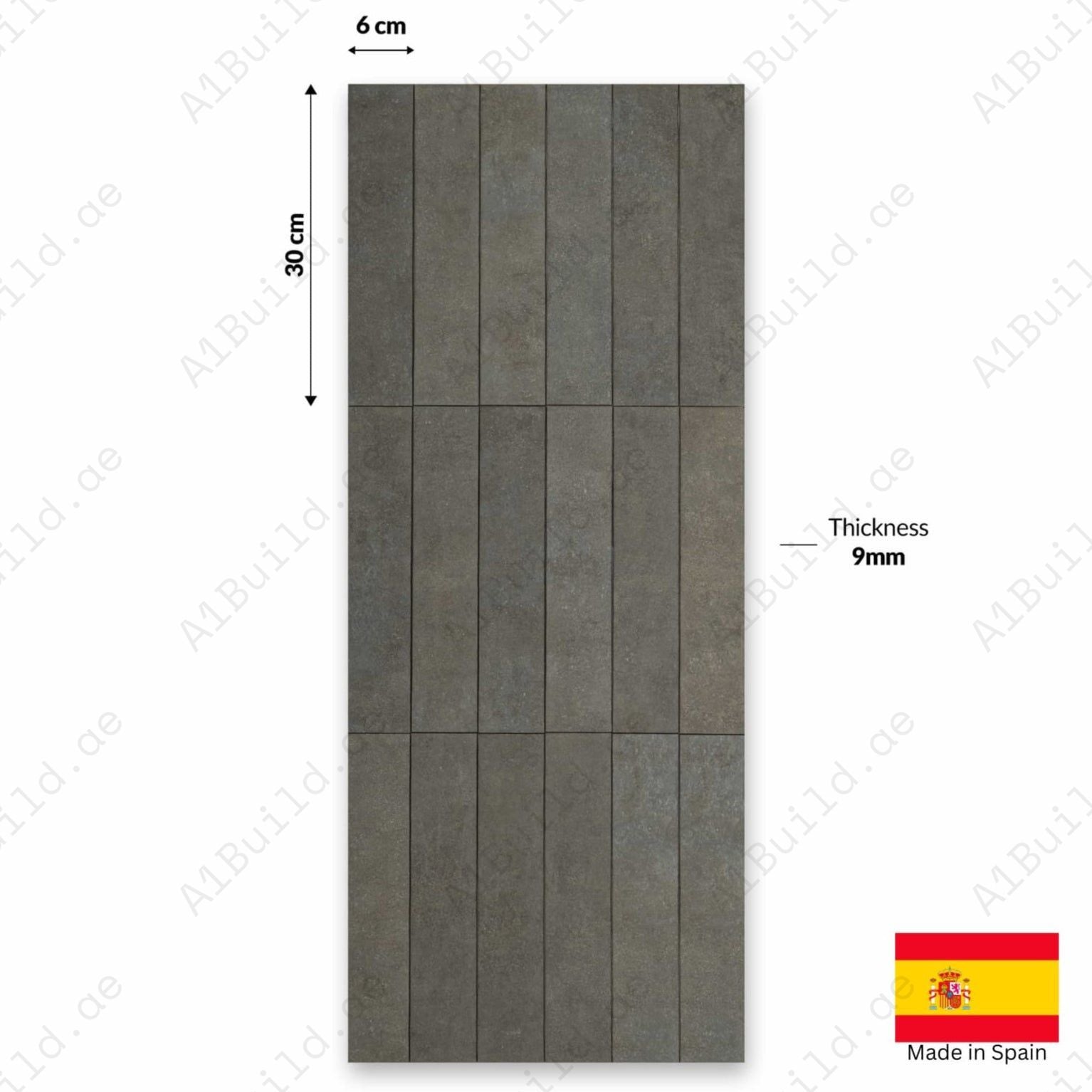 Stage Forest matt tiles, 06x30cm, made in Spain. Perfect for indoor & outdoor walls and floors, kitchens, and bathrooms.