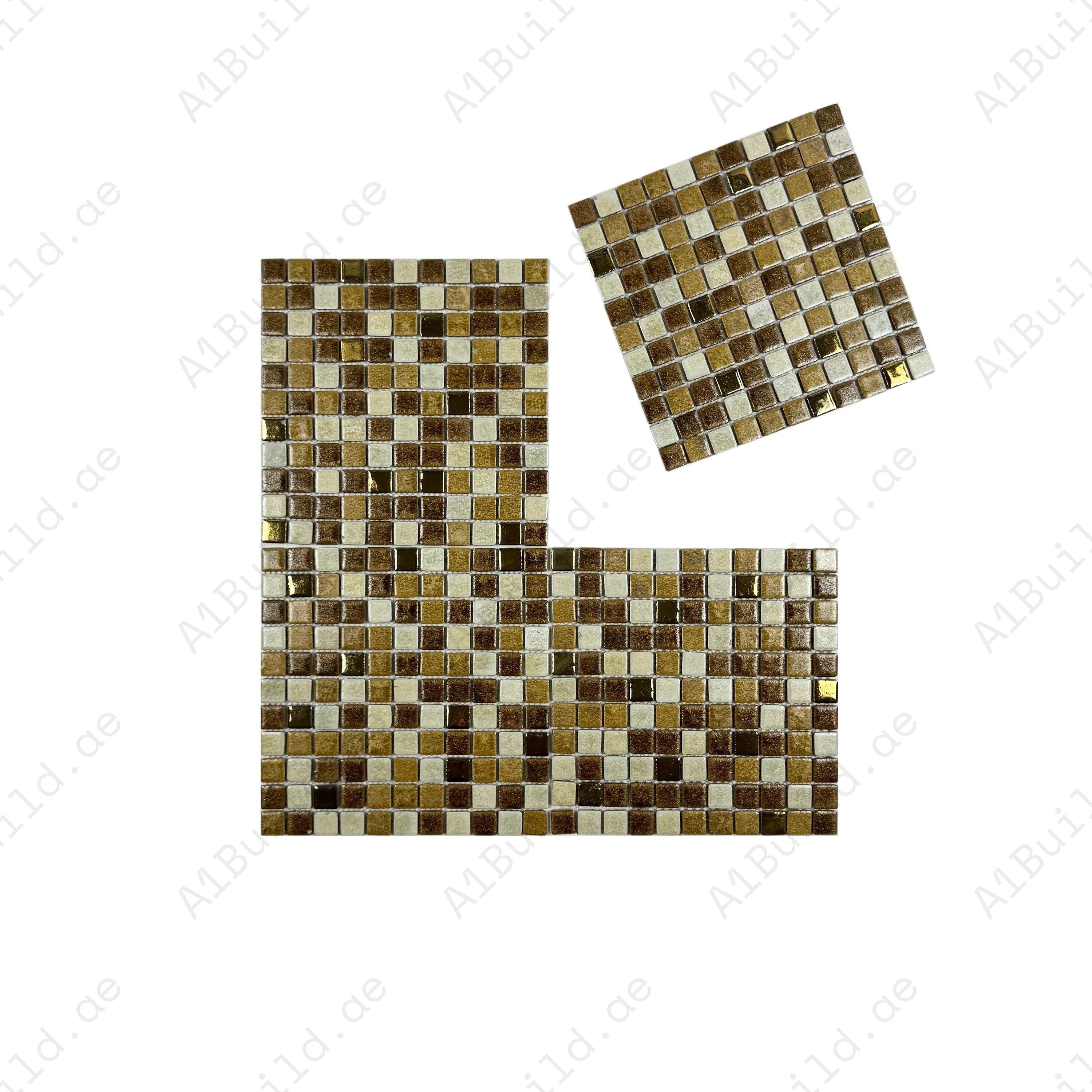 Stylish beige mixed porcelain mosaic with ice crack texture. Durable, slip-resistant, and ideal for walls, backsplashes, and decorative interior accents.