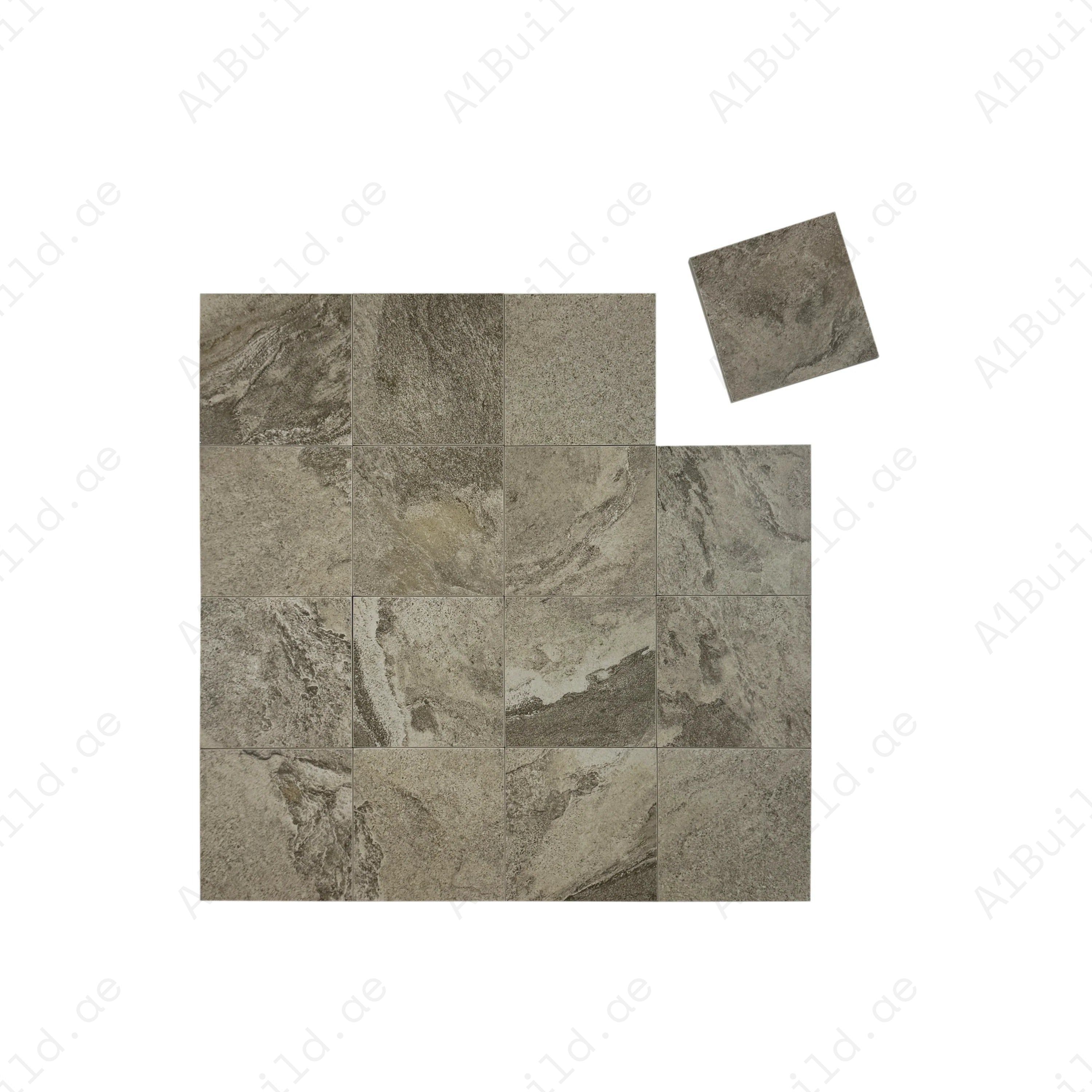 Sukabumi Beige Pattern Matt Porcelain Tile 150x150mm. Durable, slip-resistant, UV stable & eco-friendly, perfect for luxury pools, spas & water features in Dubai.