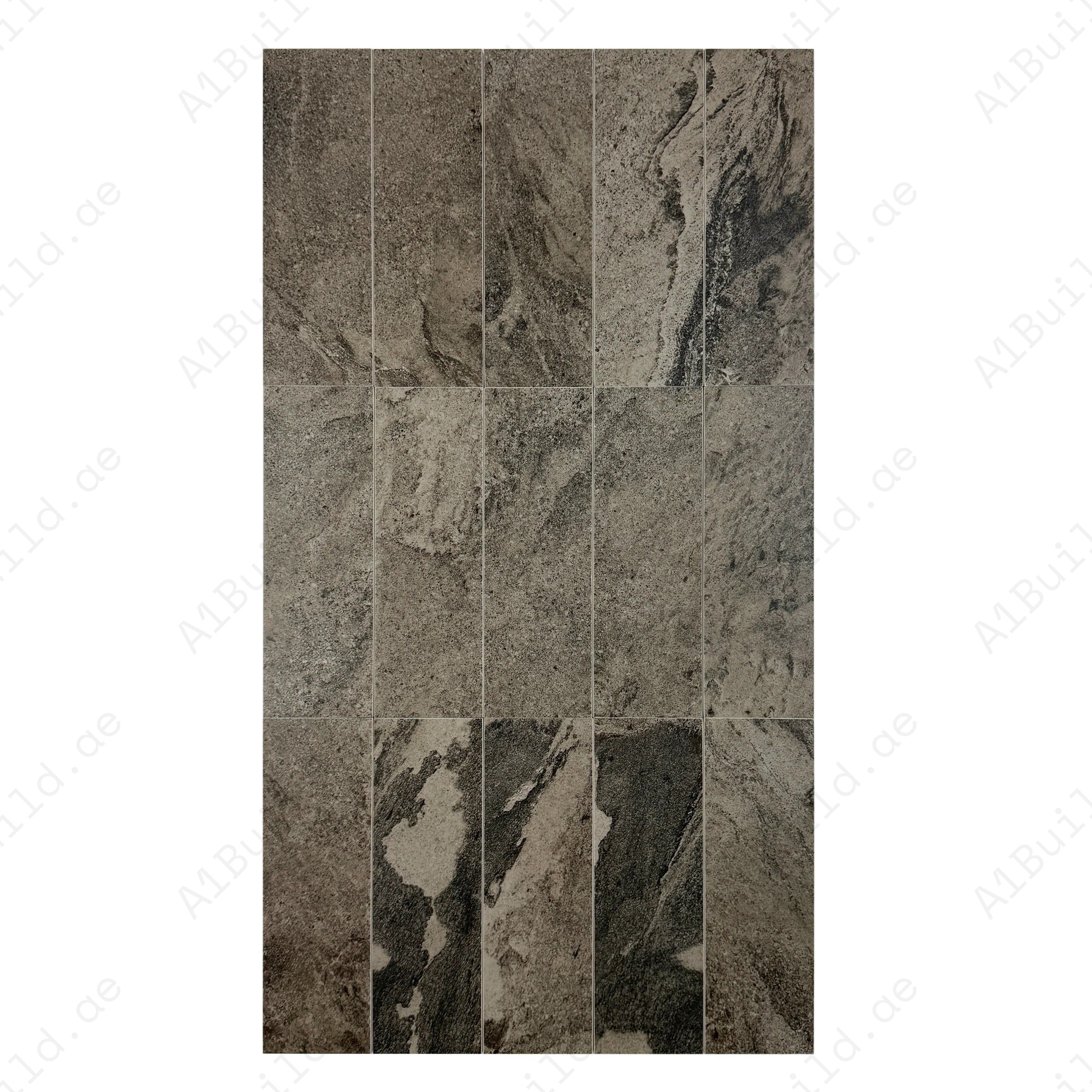 Sukabumi Grey Pattern Matt Porcelain Tile 100x300mm. Durable, slip-resistant, UV & corrosion resistant, eco-friendly, ideal for luxury pools, spas & water features.