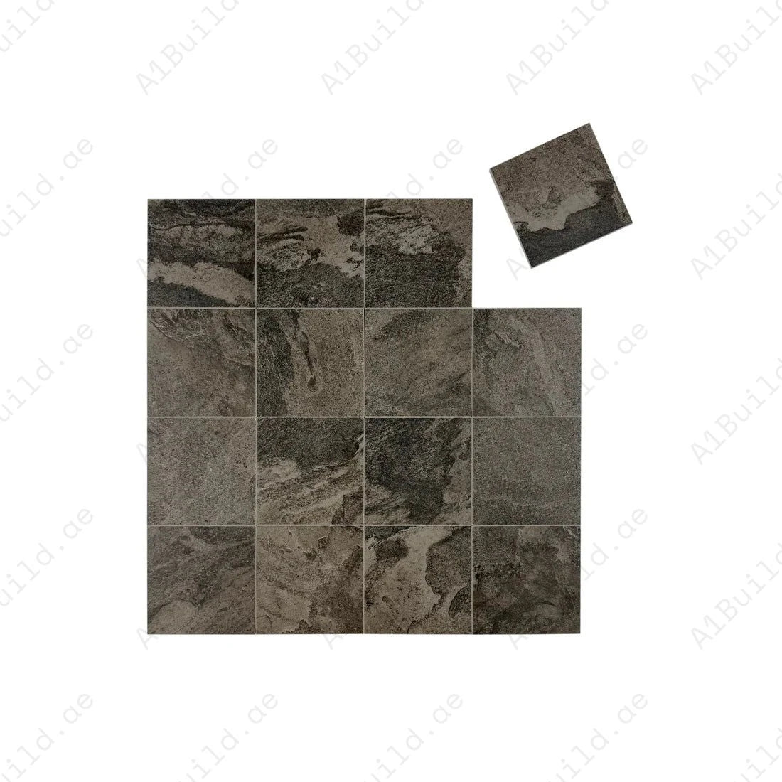 Sukabumi Grey Pattern Matt Porcelain Tile 150x150mm. Durable, slip-resistant, UV & corrosion resistant, eco-friendly, perfect for luxury pools & water features.