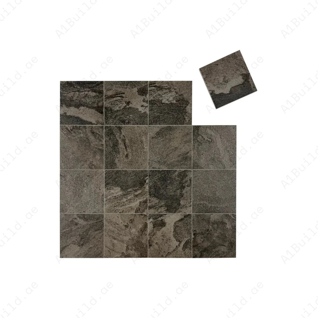 Sukabumi Grey Pattern Matt Porcelain Tile 150x150mm. Durable, slip-resistant, UV & corrosion resistant, eco-friendly, perfect for luxury pools & water features.