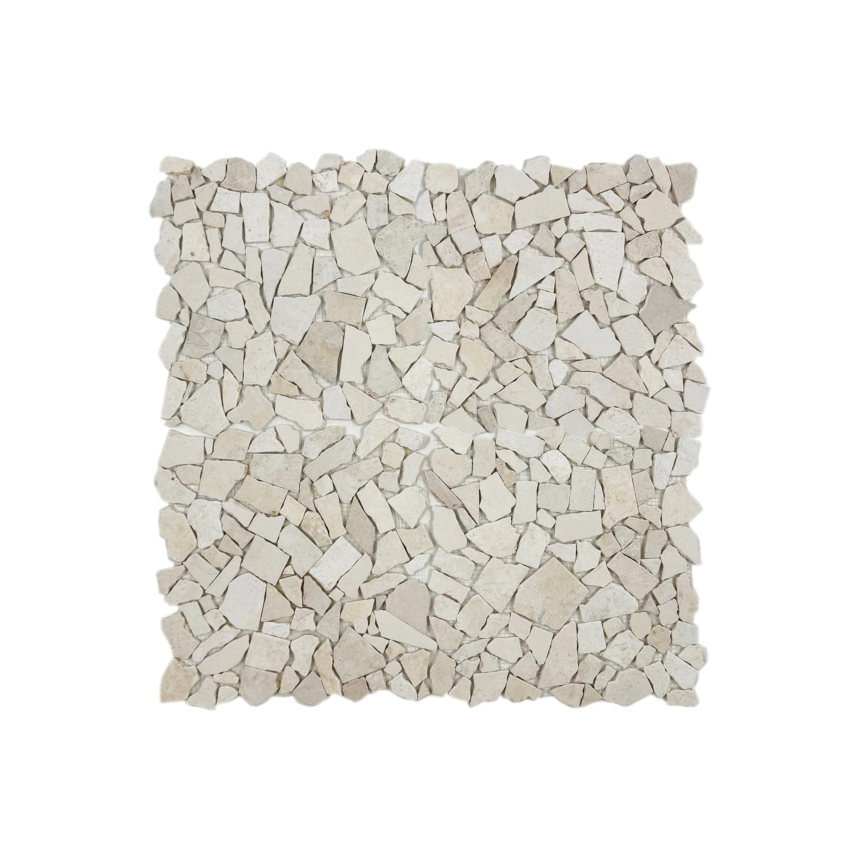 Sunny Beige honed irregular marble mosaic tile for walls & floors. Durable, elegant, and perfect for luxury interiors with timeless warmth & elegance.