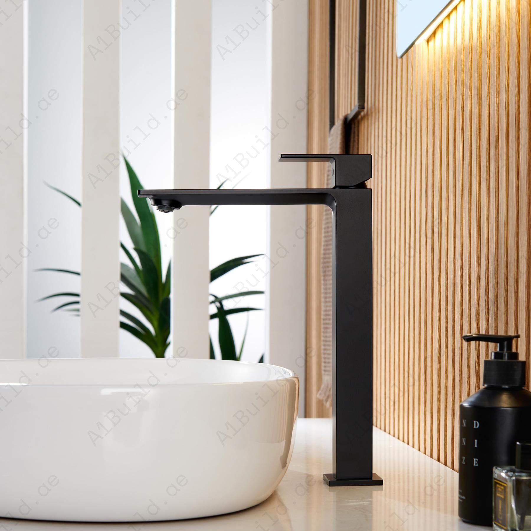 Tall Matte Black Basin Mixer – Modern Single Lever Tap No PUW
