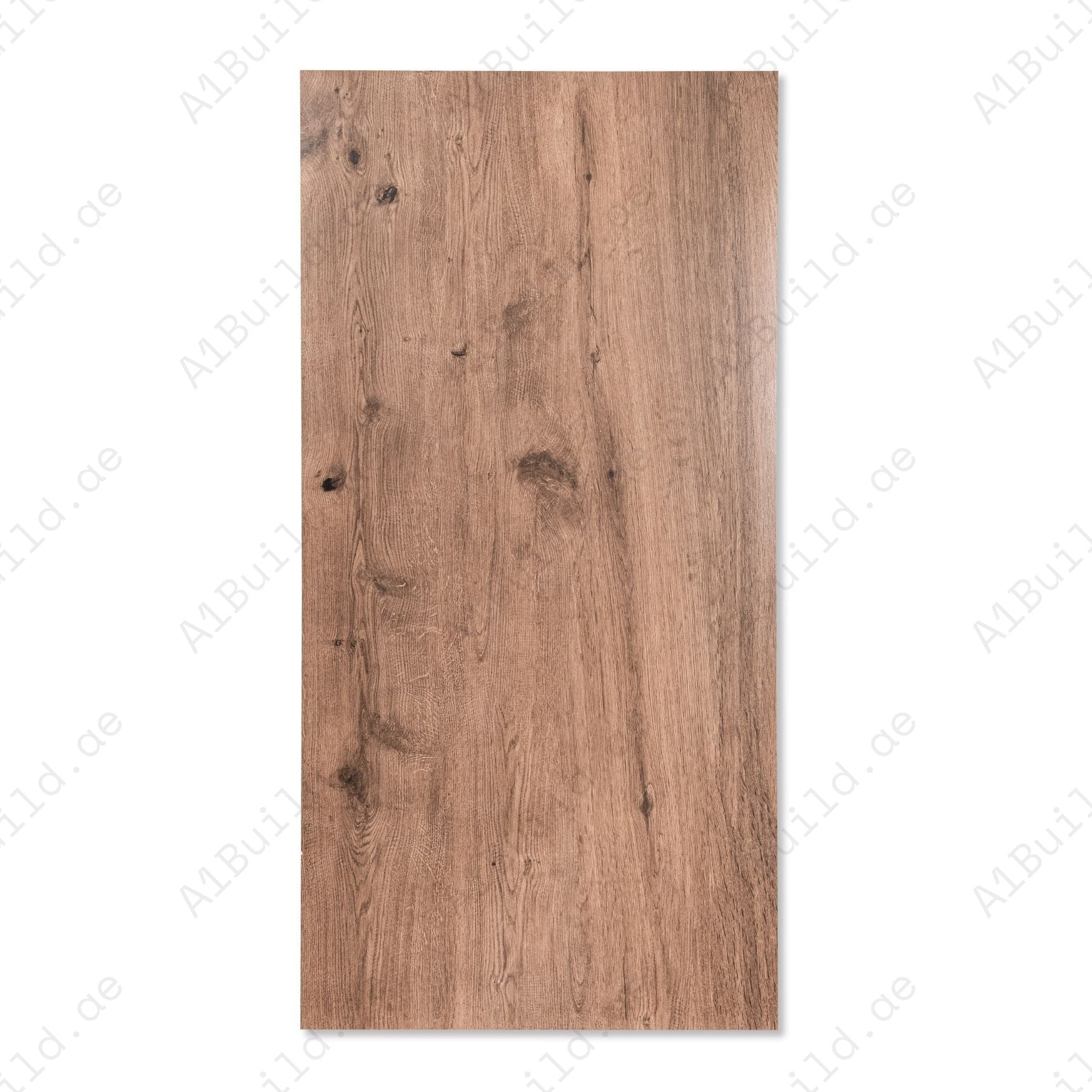 Teak Wood Brown porcelain tile 60×120cm features a realistic wood grain design, warm brown tones, durable porcelain body for floors and walls.