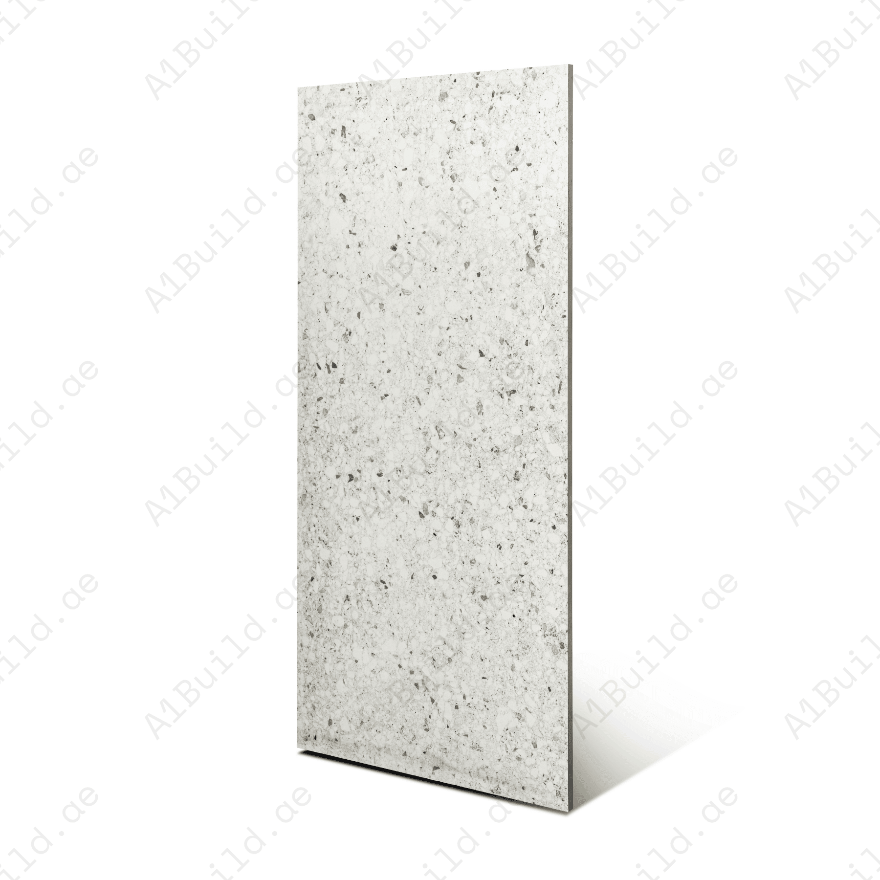 Terrazo Bianco porcelain tile 60x120cm 20mm thickness, terrazzo look design, durable porcelain tile for indoor and outdoor floors.