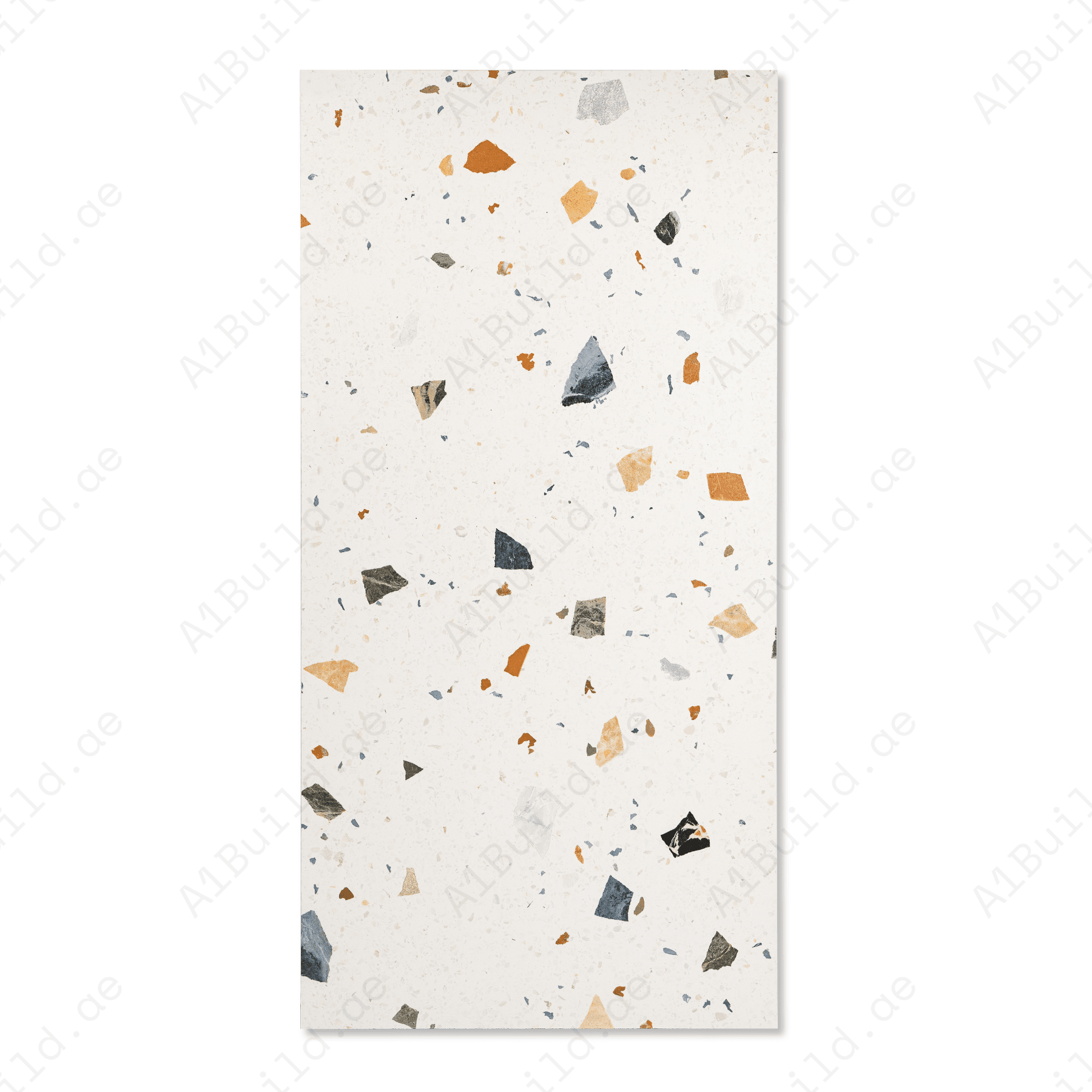 Terrazzo Pastel porcelain tile 60x120cm with 9mm thickness, terrazzo look finish, durable porcelain, ideal for floors and walls.
