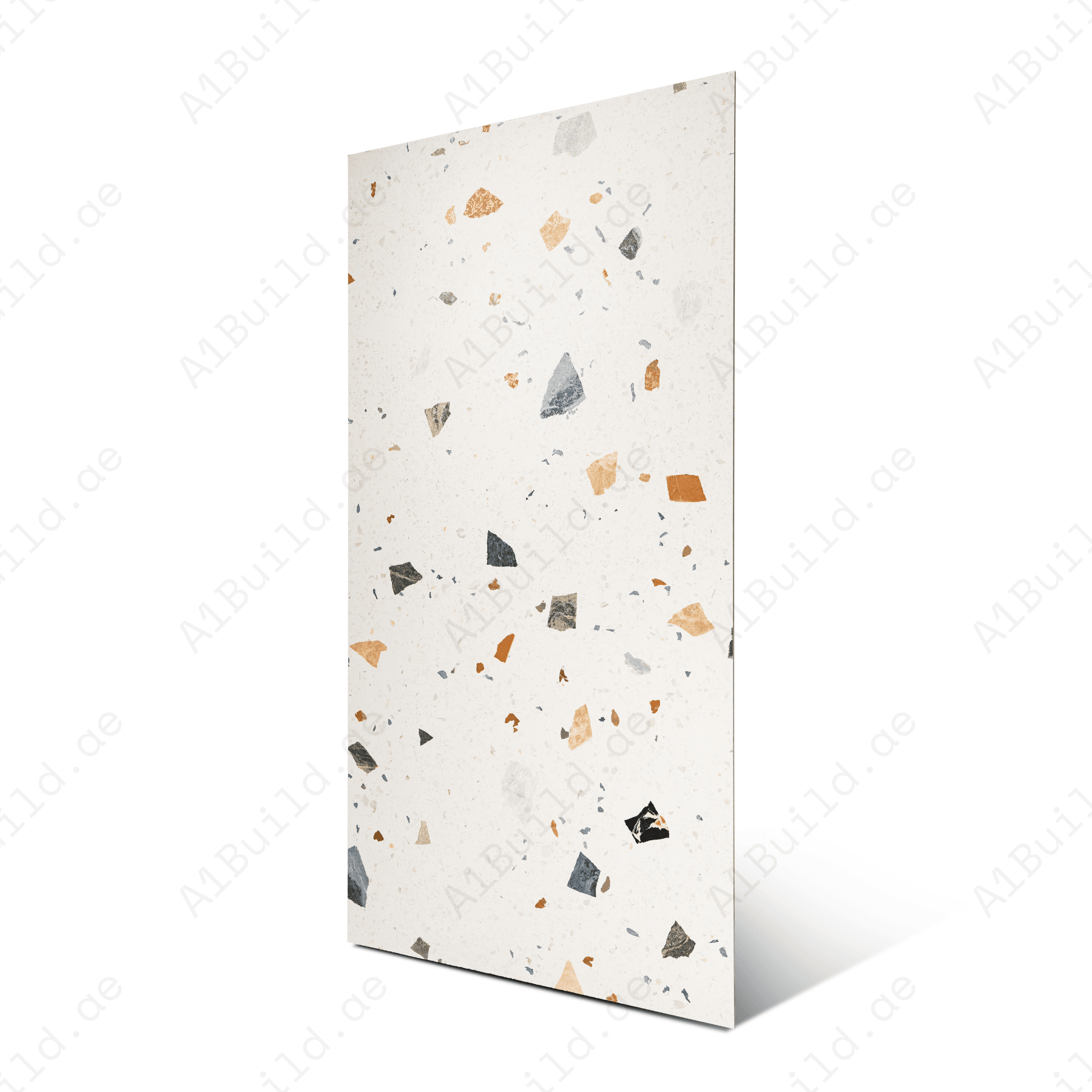 Terrazzo Pastel porcelain tile 60x120cm with 9mm thickness, terrazzo look finish, durable porcelain, ideal for floors and walls.