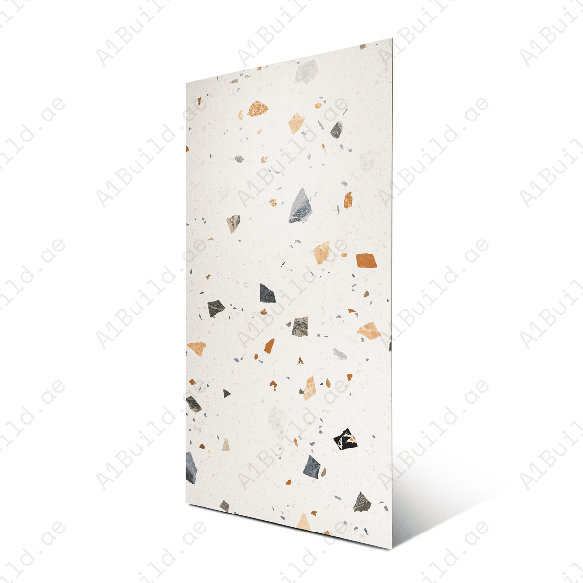 Terrazzo Pastel porcelain tile 60x120cm with 9mm thickness, terrazzo look finish, durable porcelain, ideal for floors and walls.