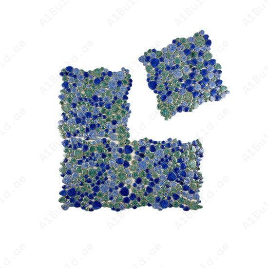 Tiffany, royal & neon blue mixed round ice crack porcelain mosaic. Ideal for walls, bathrooms, kitchens, and feature areas, adding a vibrant modern style.