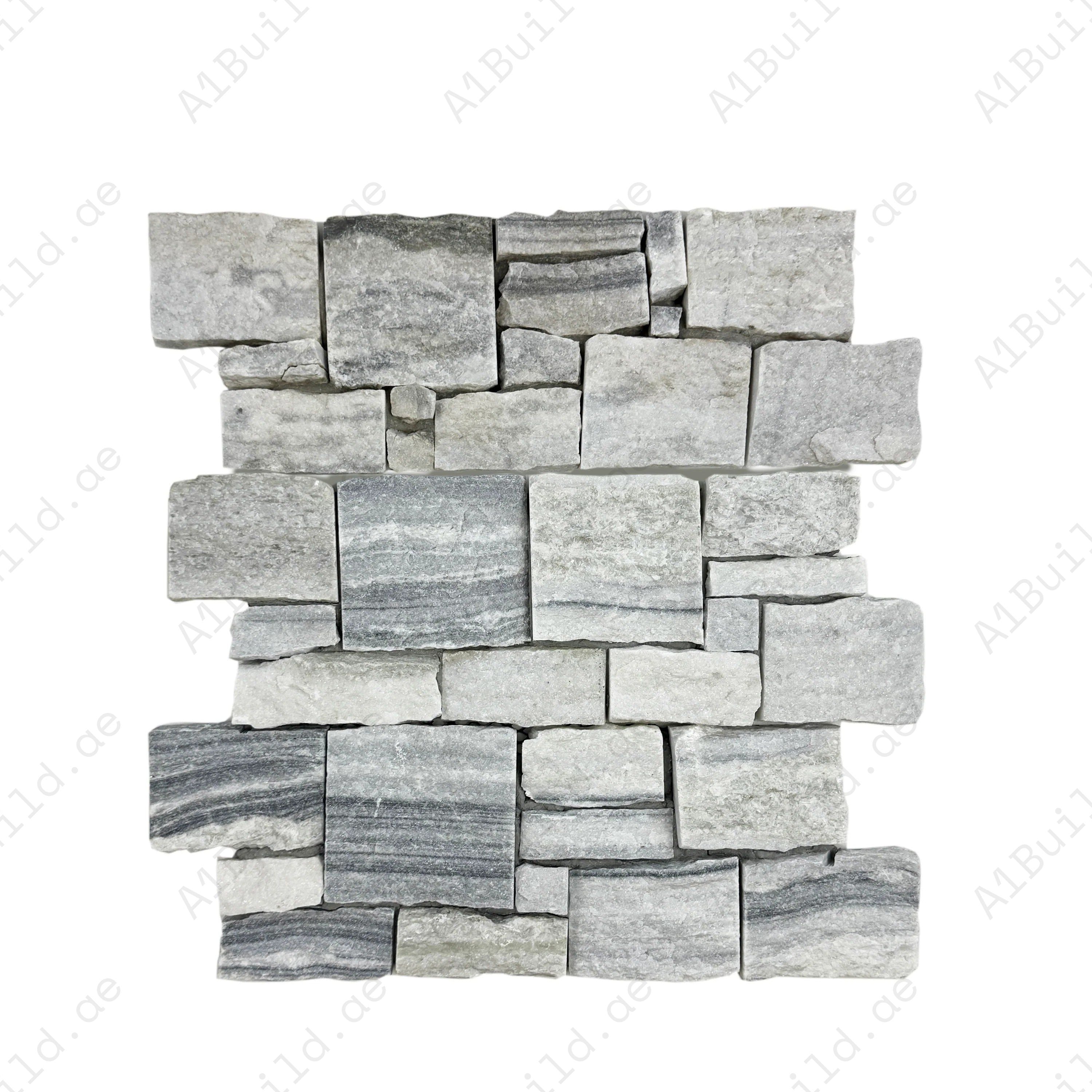 Timeless Nature Pearl White & Steel Grey Quartz Wall Cladding – durable, premium stone panels perfect for walls, feature areas, interiors, and commercial spaces.