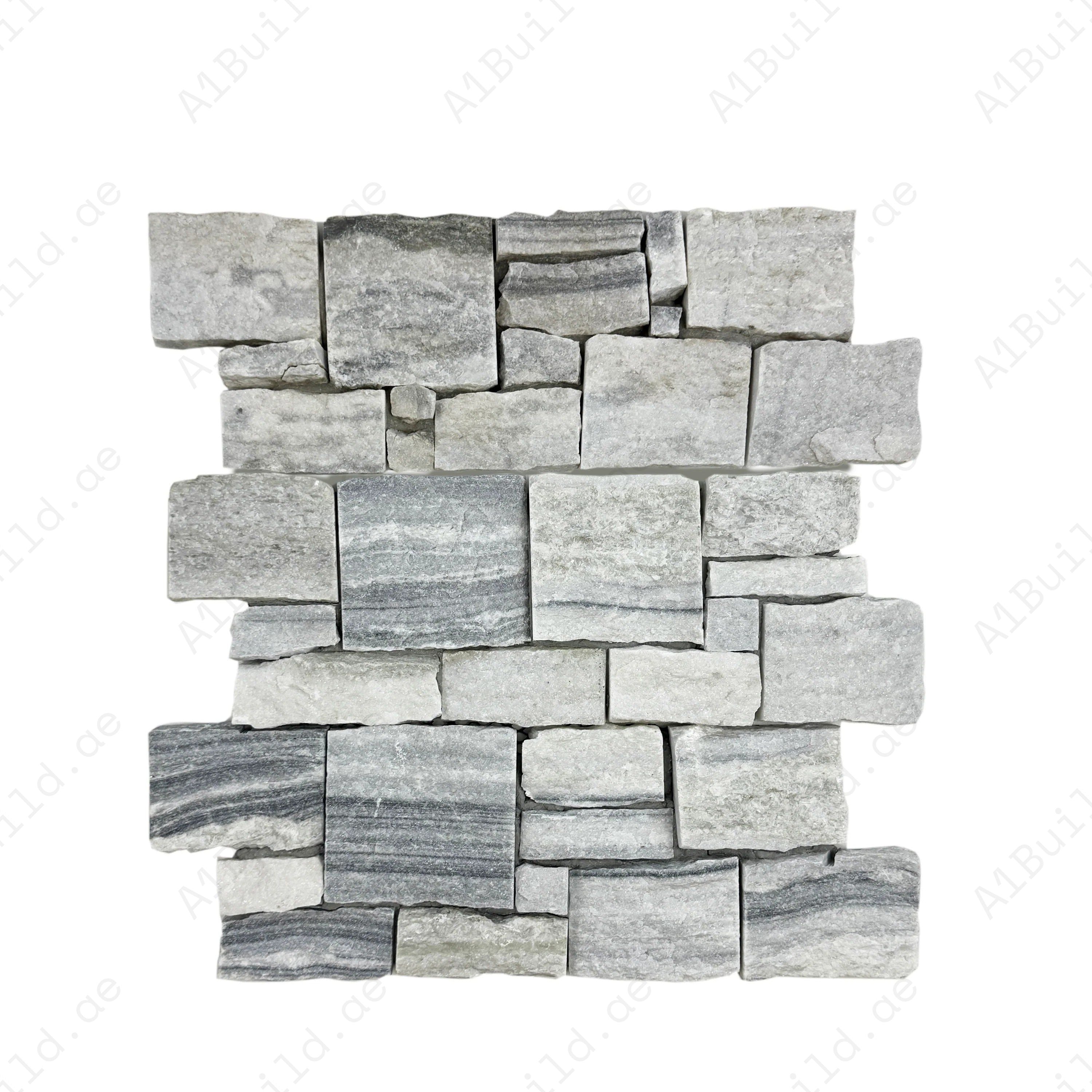 Timeless Nature Pearl White & Steel Grey Quartz Wall Cladding – durable, premium stone panels perfect for walls, feature areas, interiors, and commercial spaces.