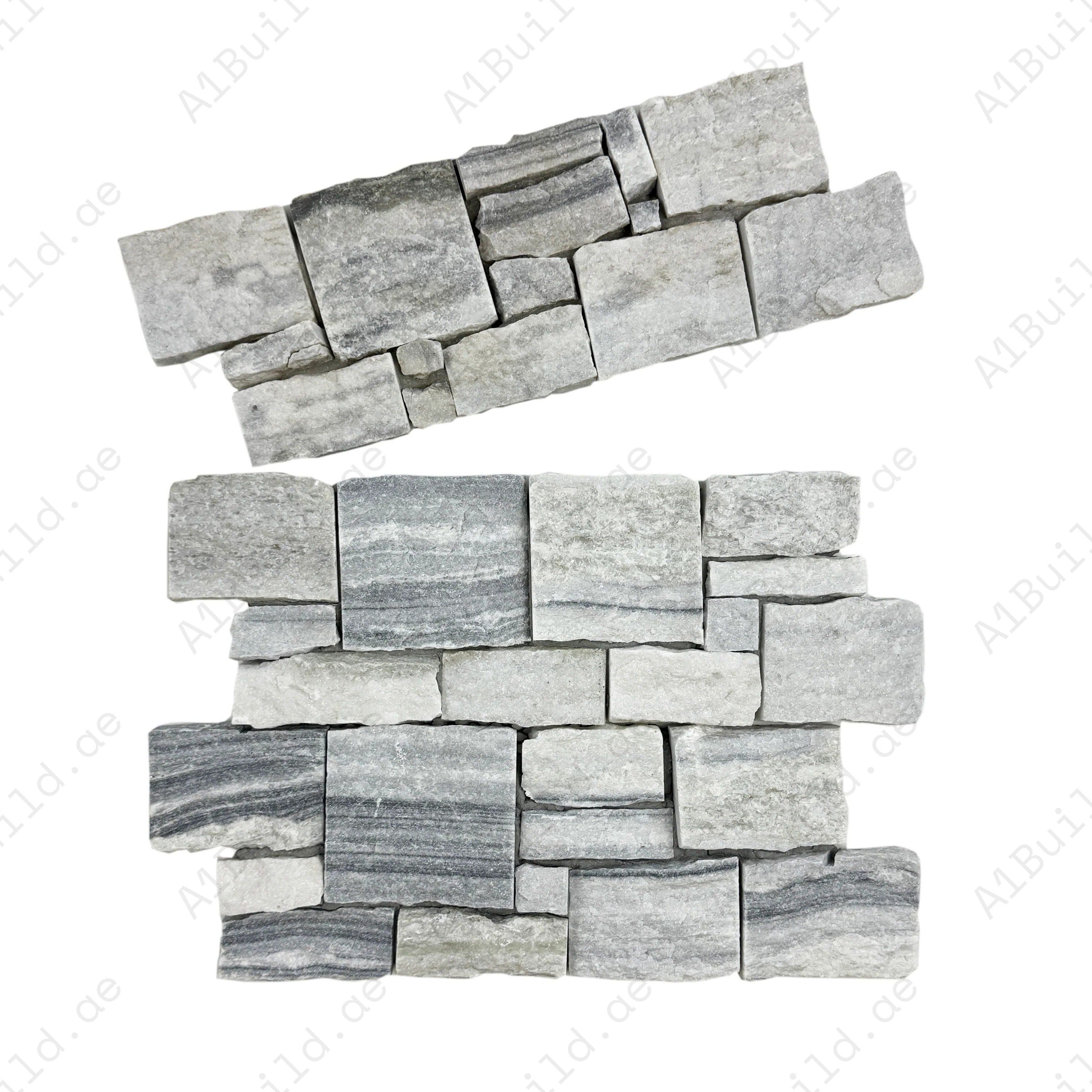 Timeless Nature Pearl White & Steel Grey Quartz Wall Cladding – durable, premium stone panels perfect for walls, feature areas, interiors, and commercial spaces.